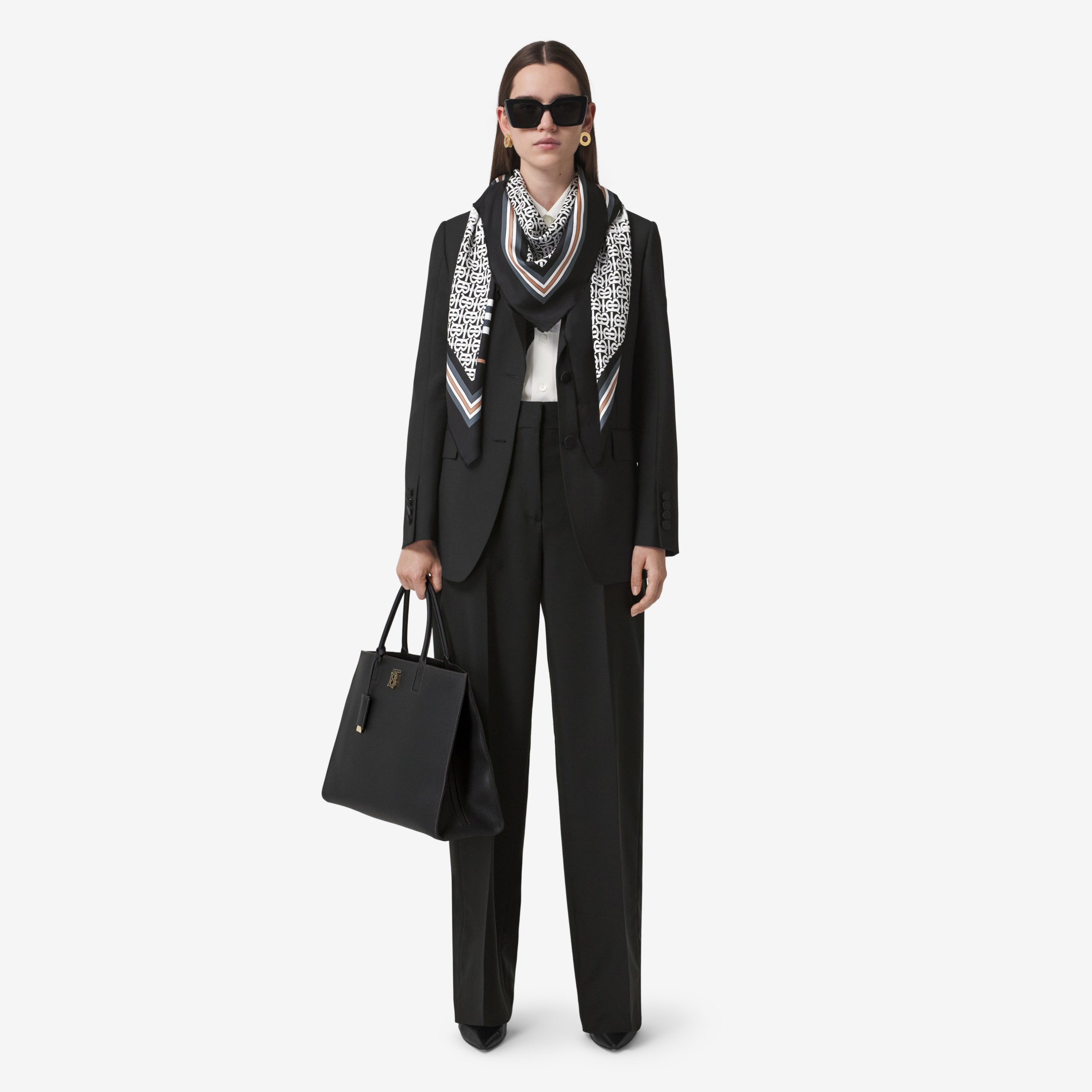 Montage Print Silk Square Scarf in Monochrome | Burberry® Official - 3