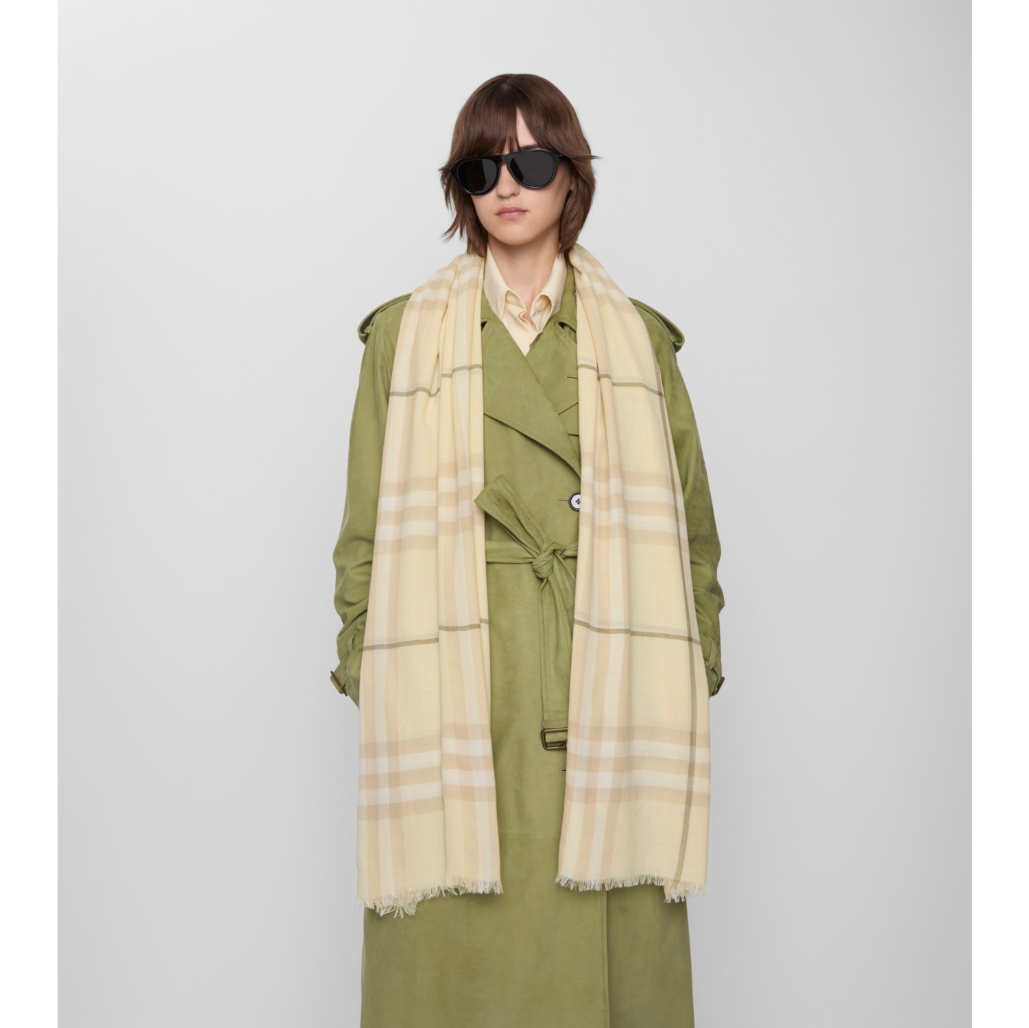 Écharpe large en laine Check