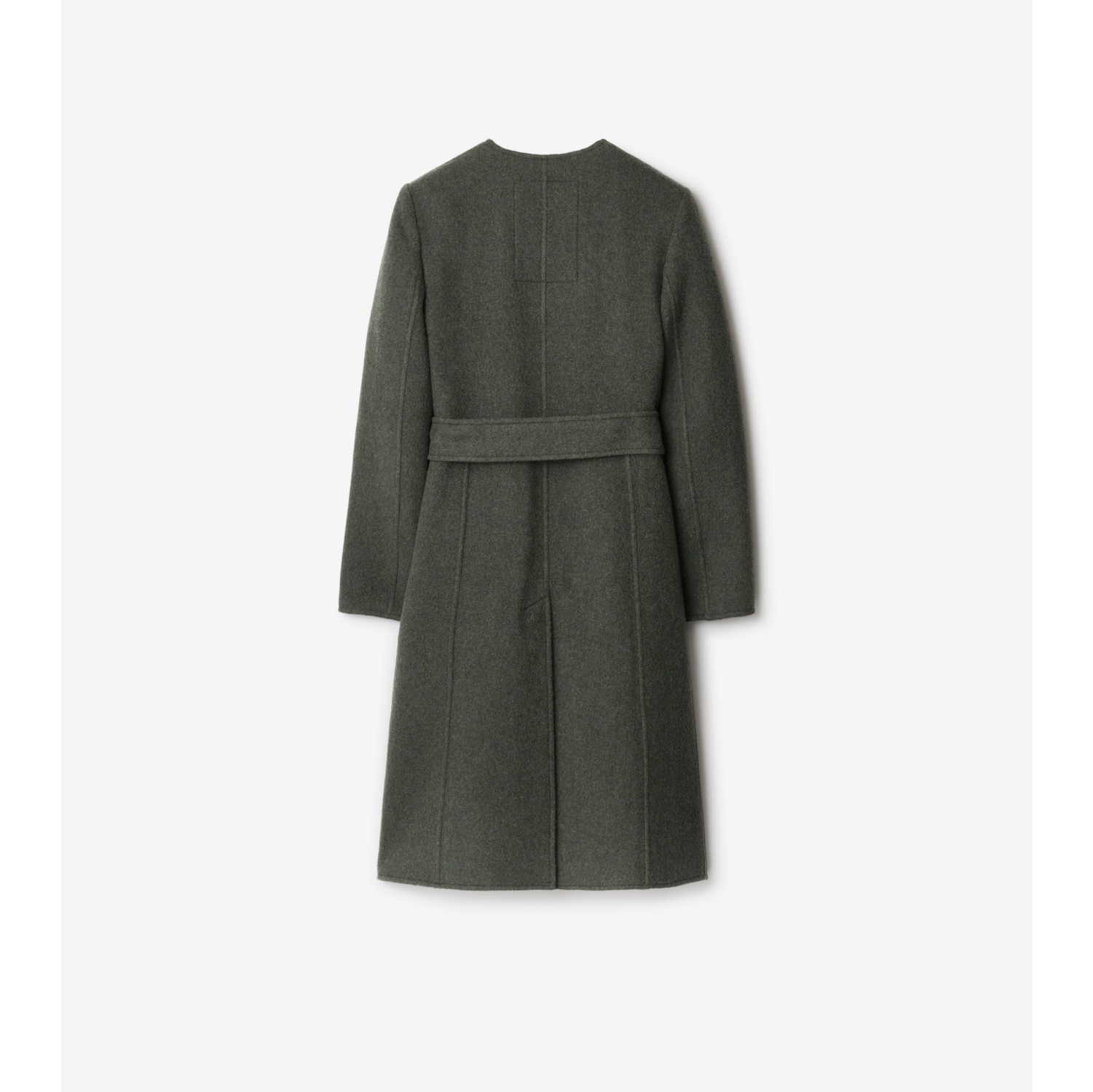Short Olive Belted Wrap Wool Coat