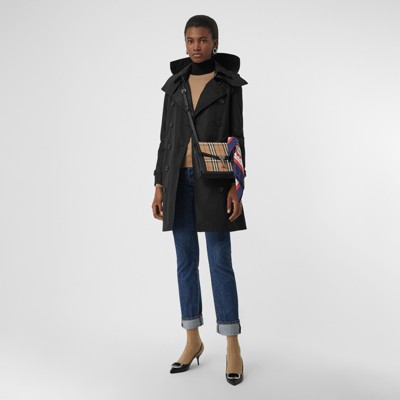 Detachable Hood Taffeta Trench Coat in Black Women | Burberry Detachable Hood Taffeta Trench Coat in Black Women | Burberry