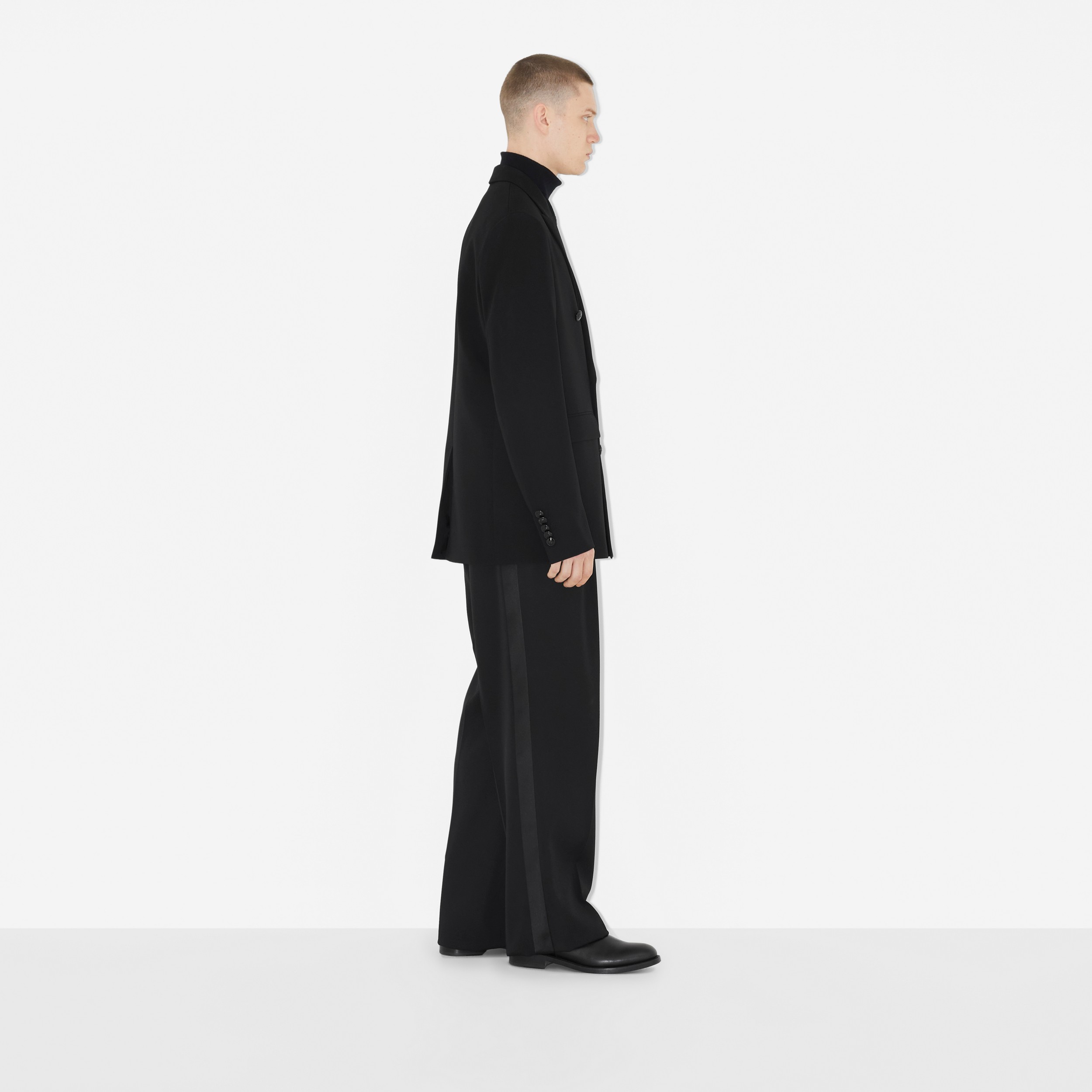Side Stripe Wool Wide-leg Trousers in Black - Men | Burberry® Official - 3