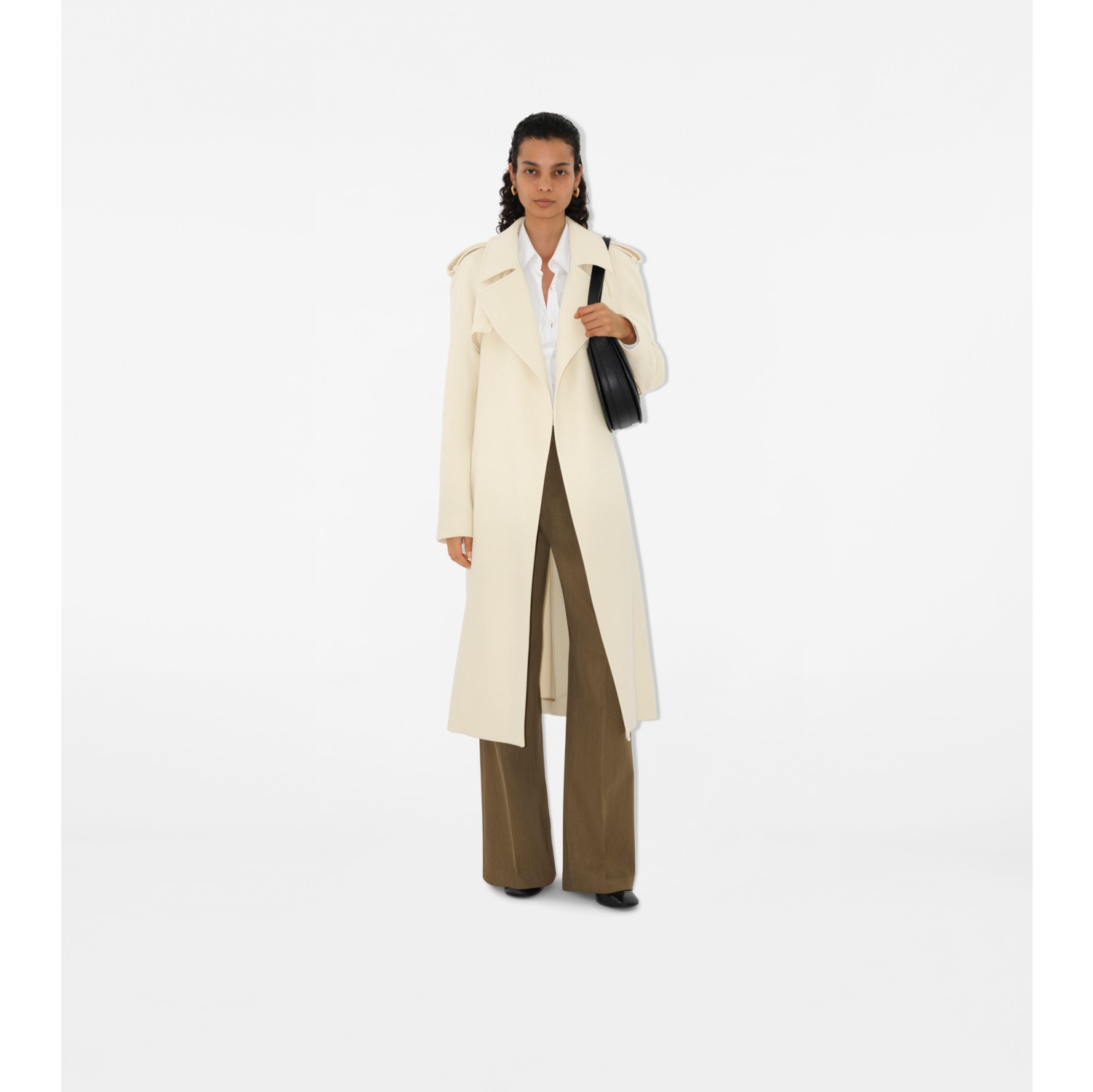 Cashmere Wrap Coat in Candle Women Burberry Official