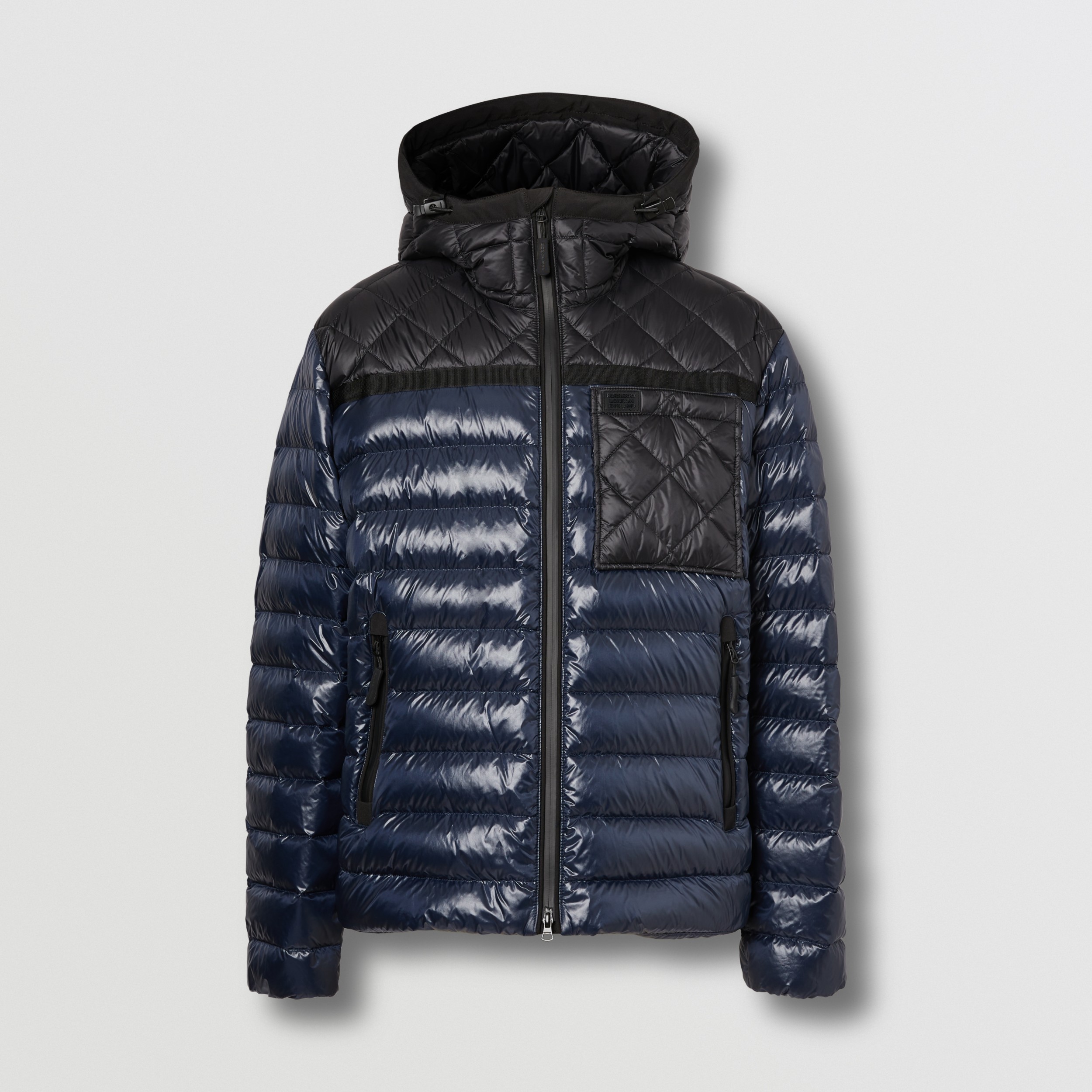 Diamond Quilted Panel Hooded Puffer Jacket in Midnight - Men | Burberry ...