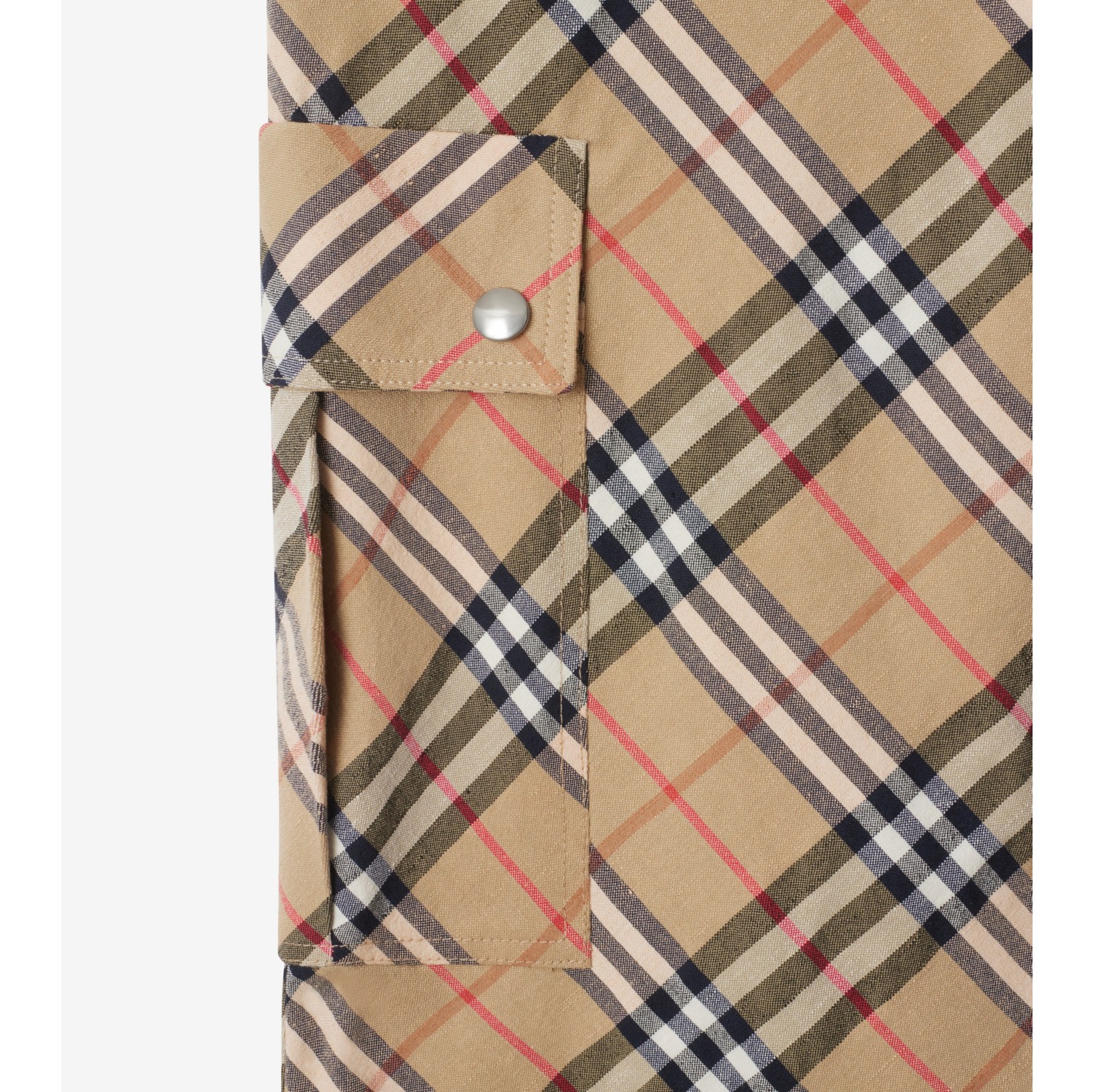 Pantaloni in cotone e lino stretch Check