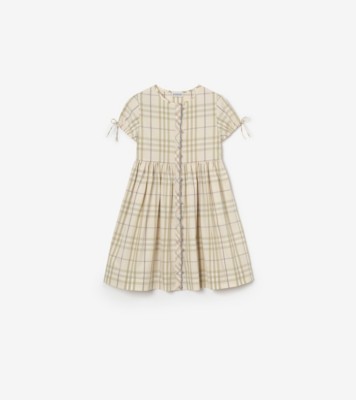 Check Cotton Dress in Sesame beige | Burberry® Official