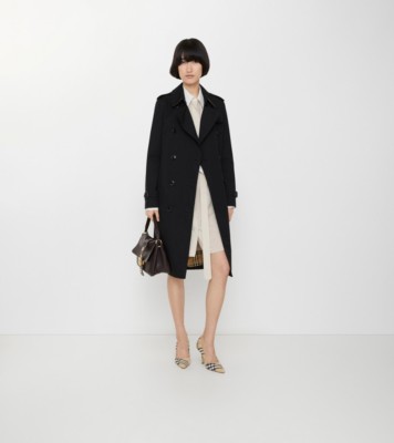 Long Kensington Heritage Trench Coat in Black - Women, Cotton