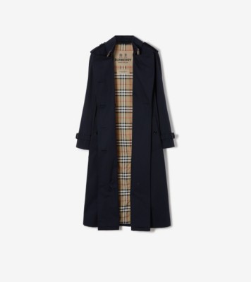 Long Waterloo Heritage Trench Coat in Coal blue - Women, Cotton Gabardine |  Burberry® Official