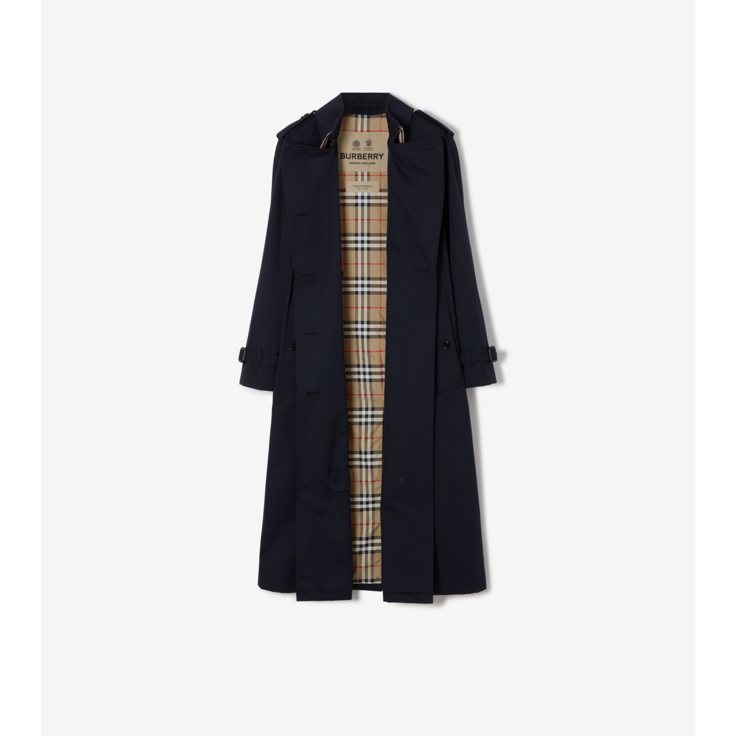 Long Waterloo Heritage Trench Coat in Coal blue - Women, Cotton Gabardine |  Burberry® Official