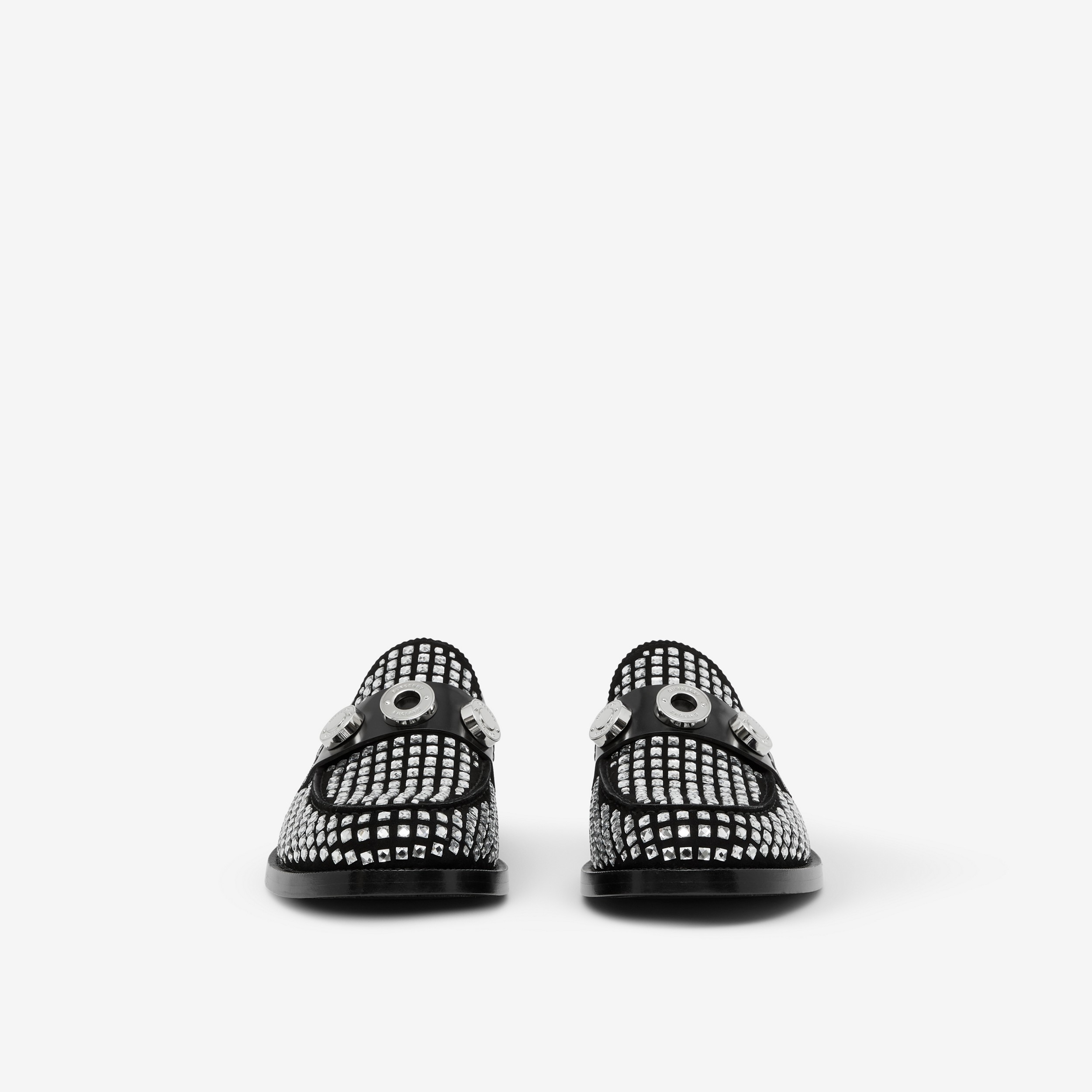 Logo Graphic Crystal Detail Suede Loafers in Black - Women | Burberry® Official - 2