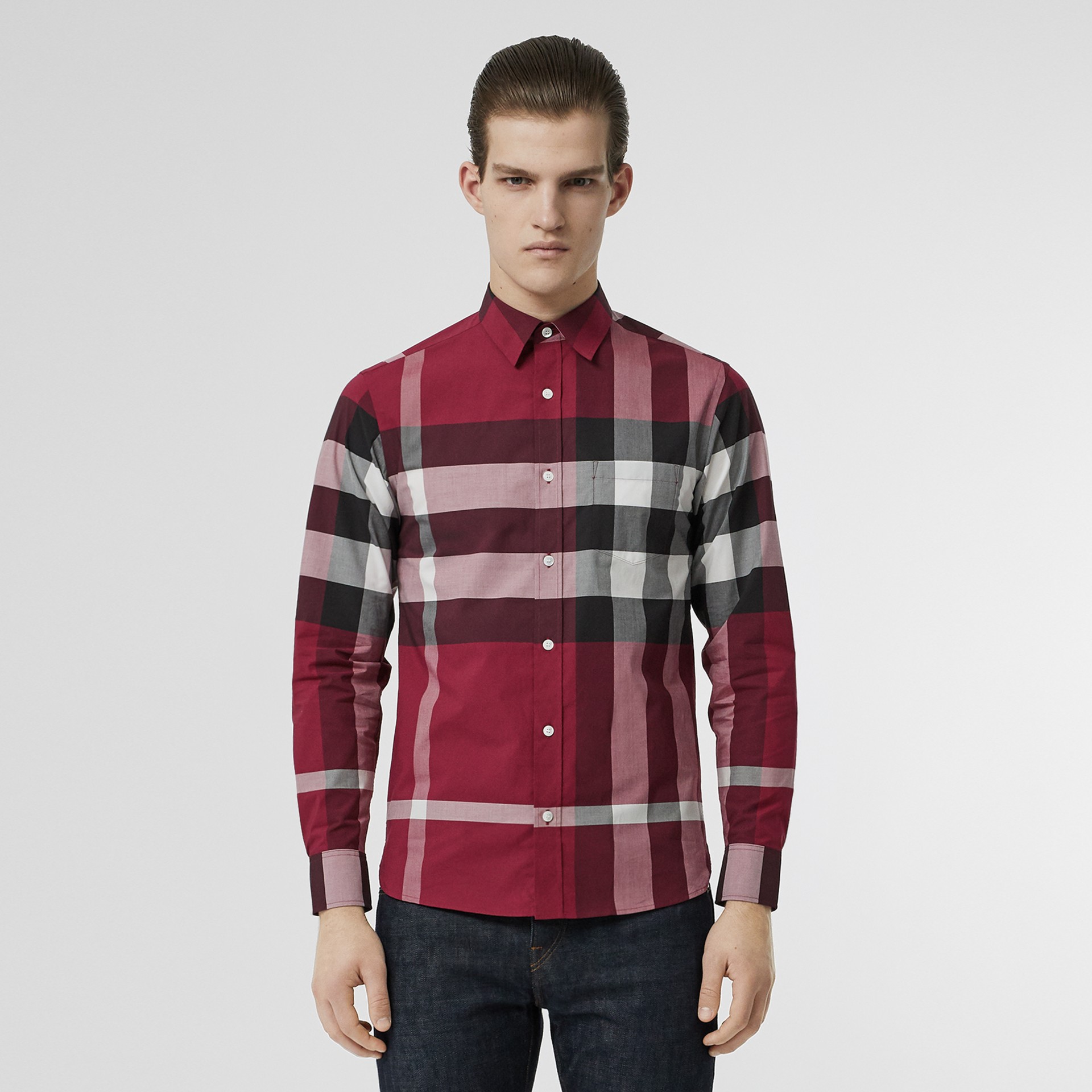 men plum shirt