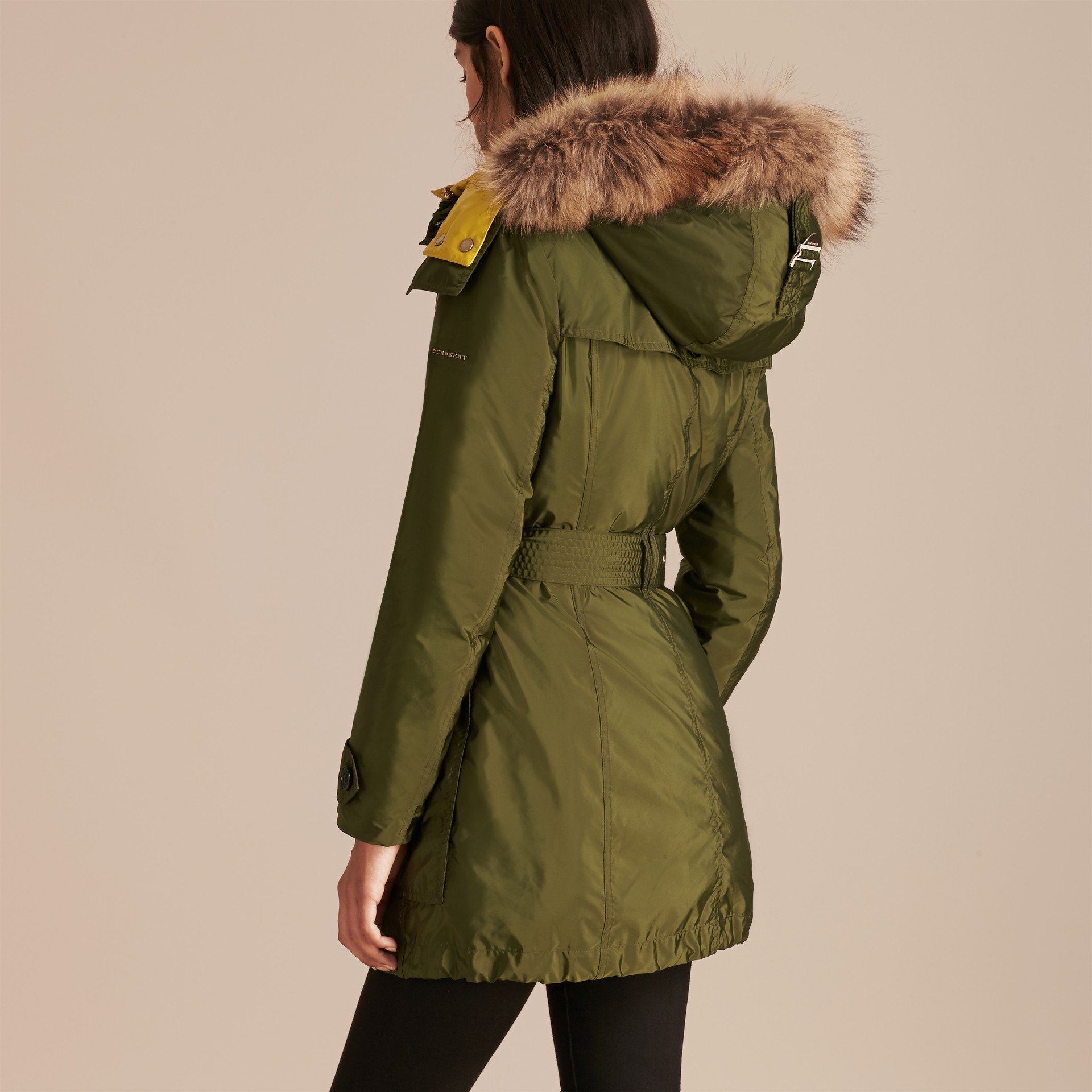 Fur-trimmed Parka with Detachable Down-filled Jacket Bright Moss Green ...