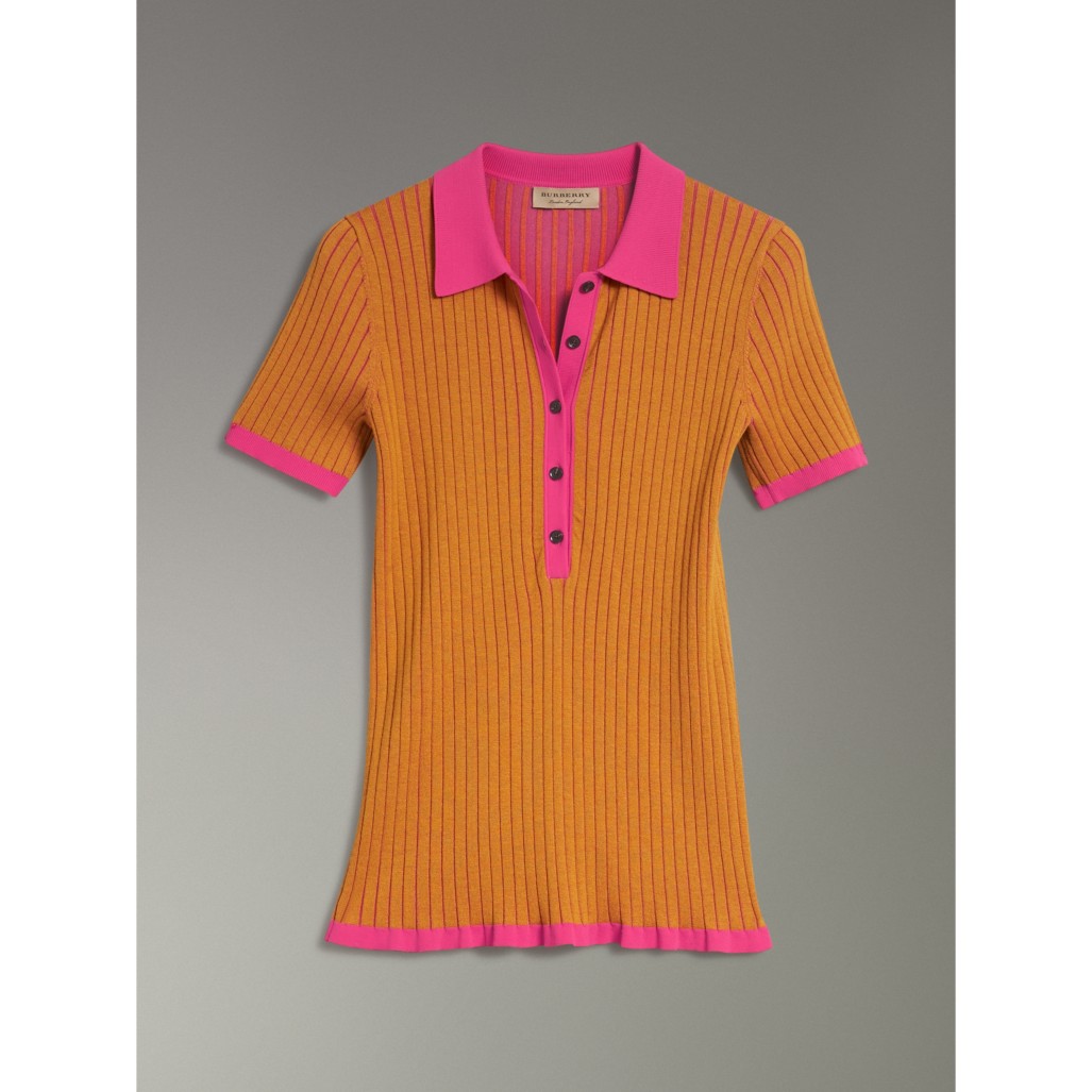 赭石黄 双色丝绒混纺 polo 衫 产品图片31