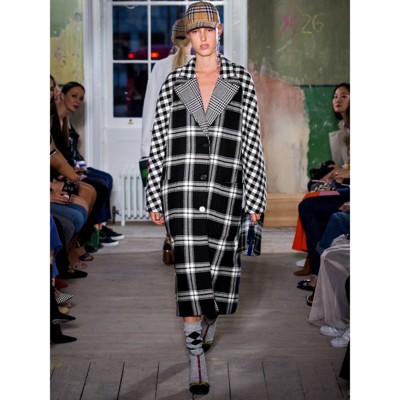 burberry check wool coat