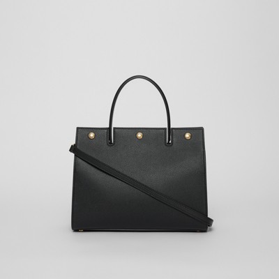 black leather structured handbag