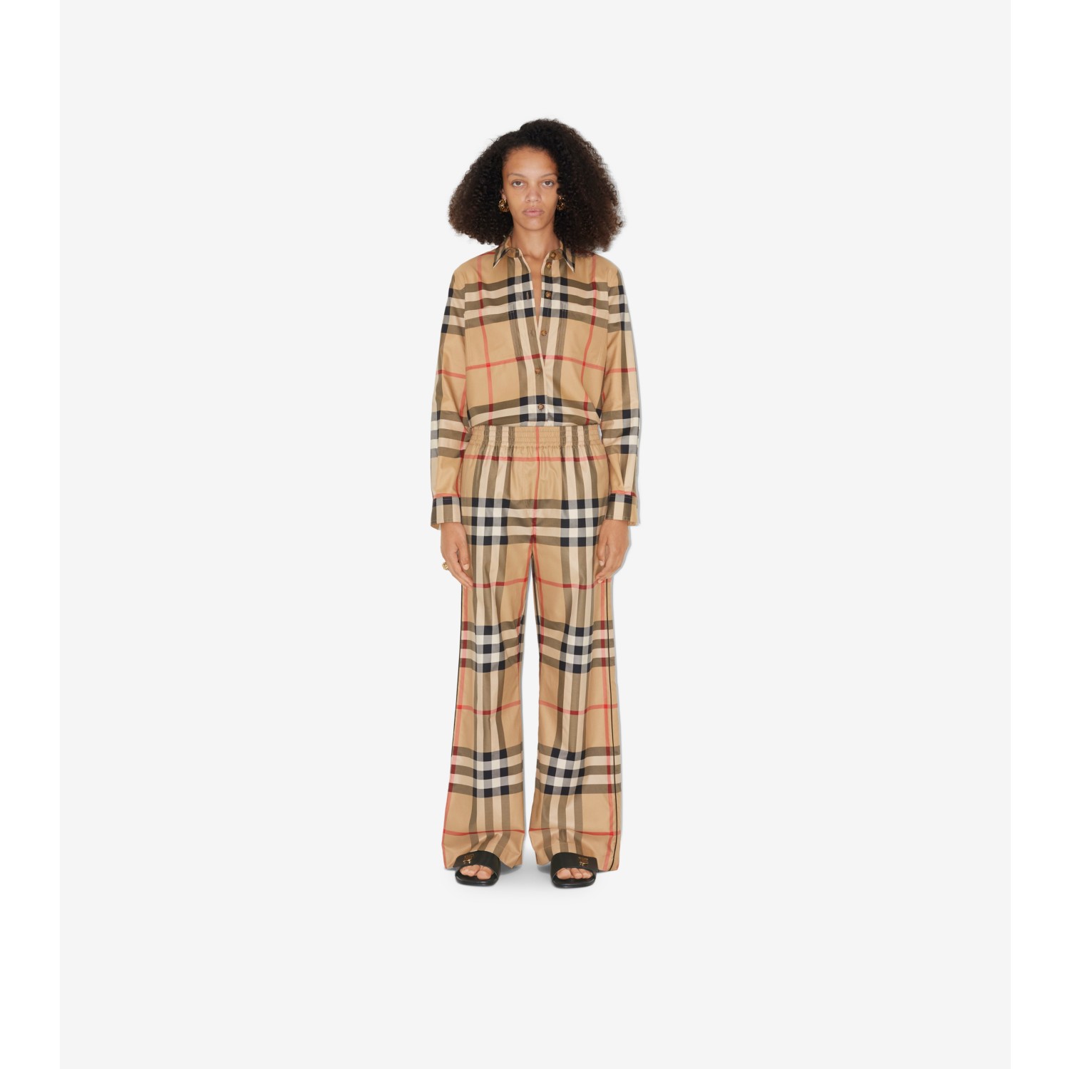 Divya check print wide pants - Burberry - Women