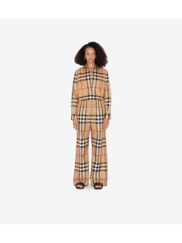 Burberry Noemi Tb-monogram Silk Pajama Pants