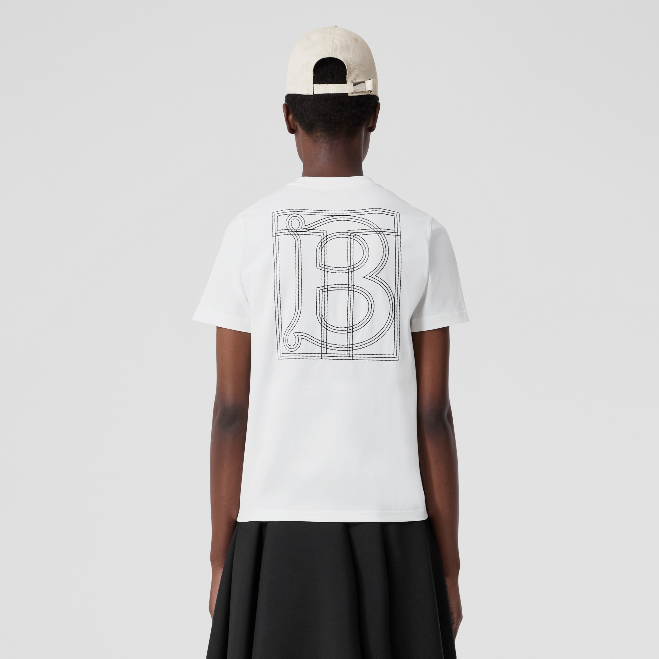 Monogram Motif Cotton T-shirt in White - Women | Burberry® Official - 3