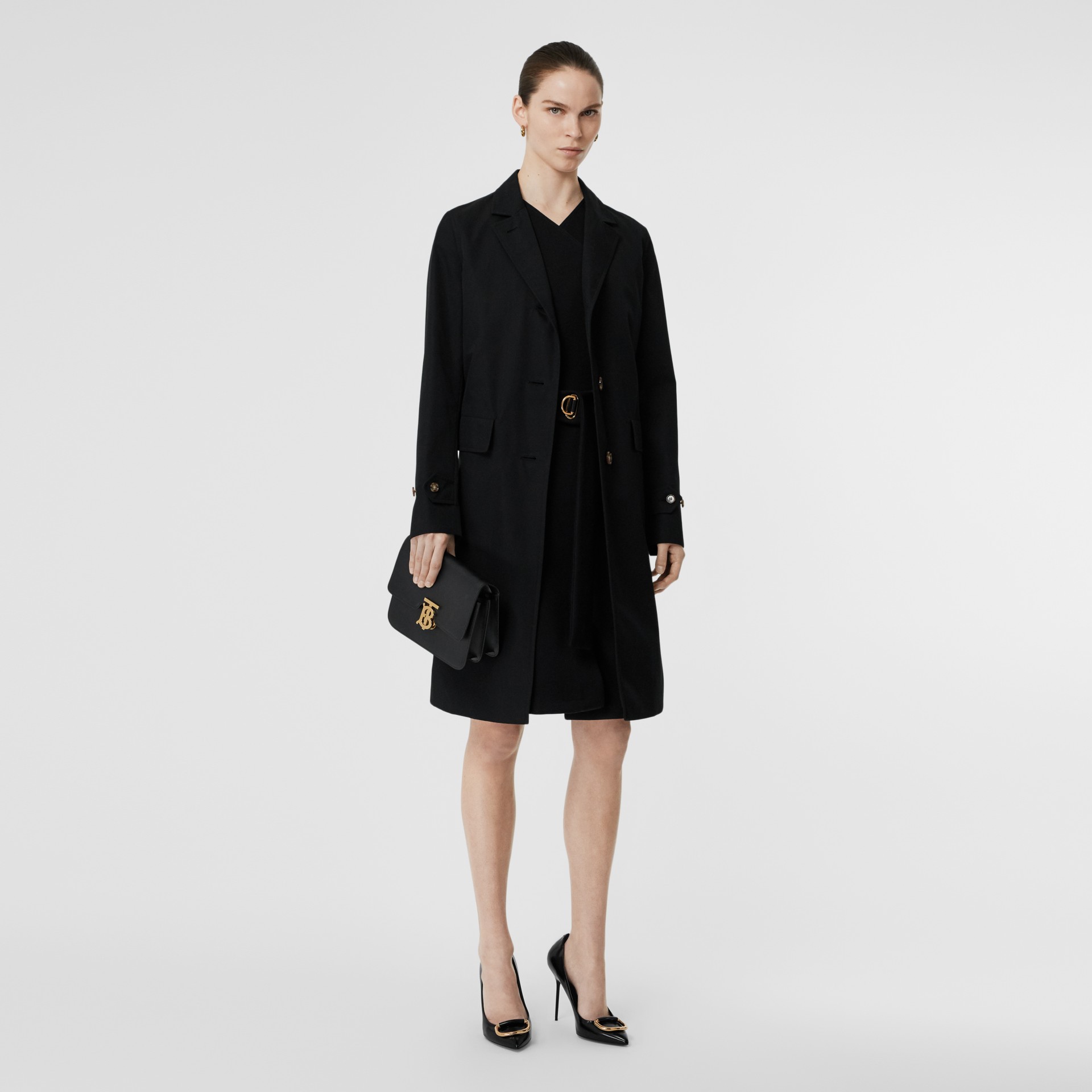 Cotton Gabardine Lab Coat in Black Women Burberry