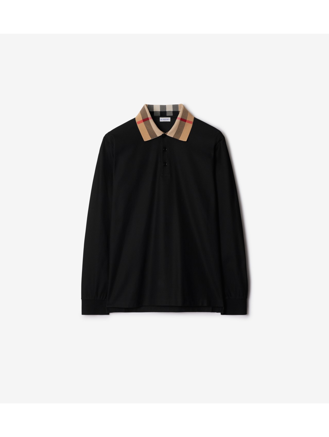 Cotton Polo Shirt in Black Men Burberry Official