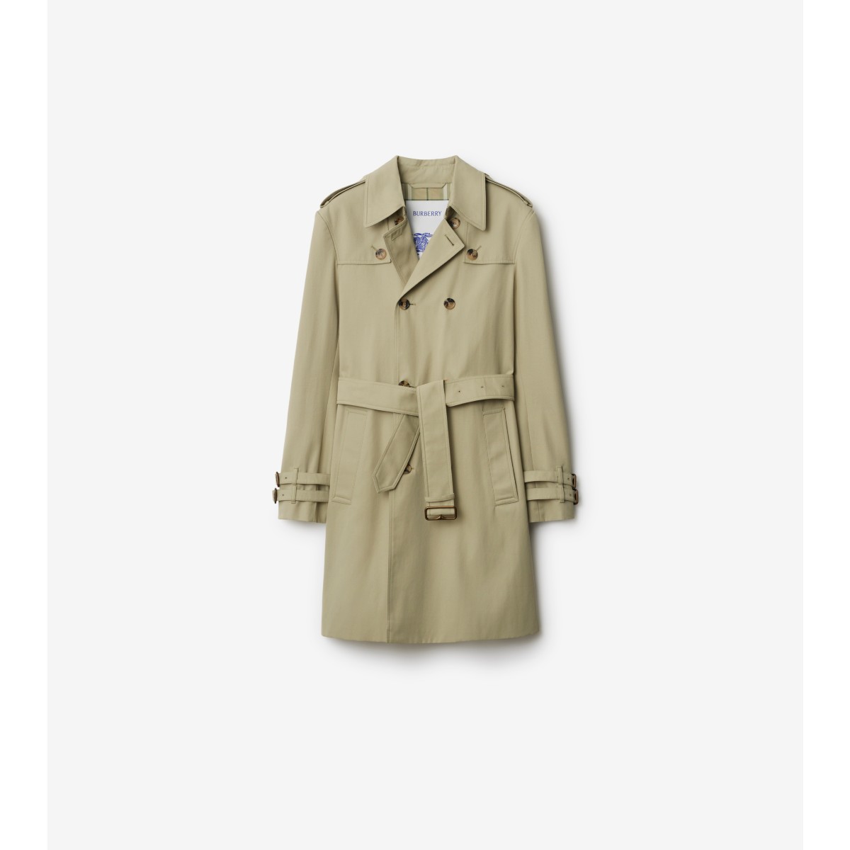 Burberry Midlength Gabardine Trench Coat In Skylark