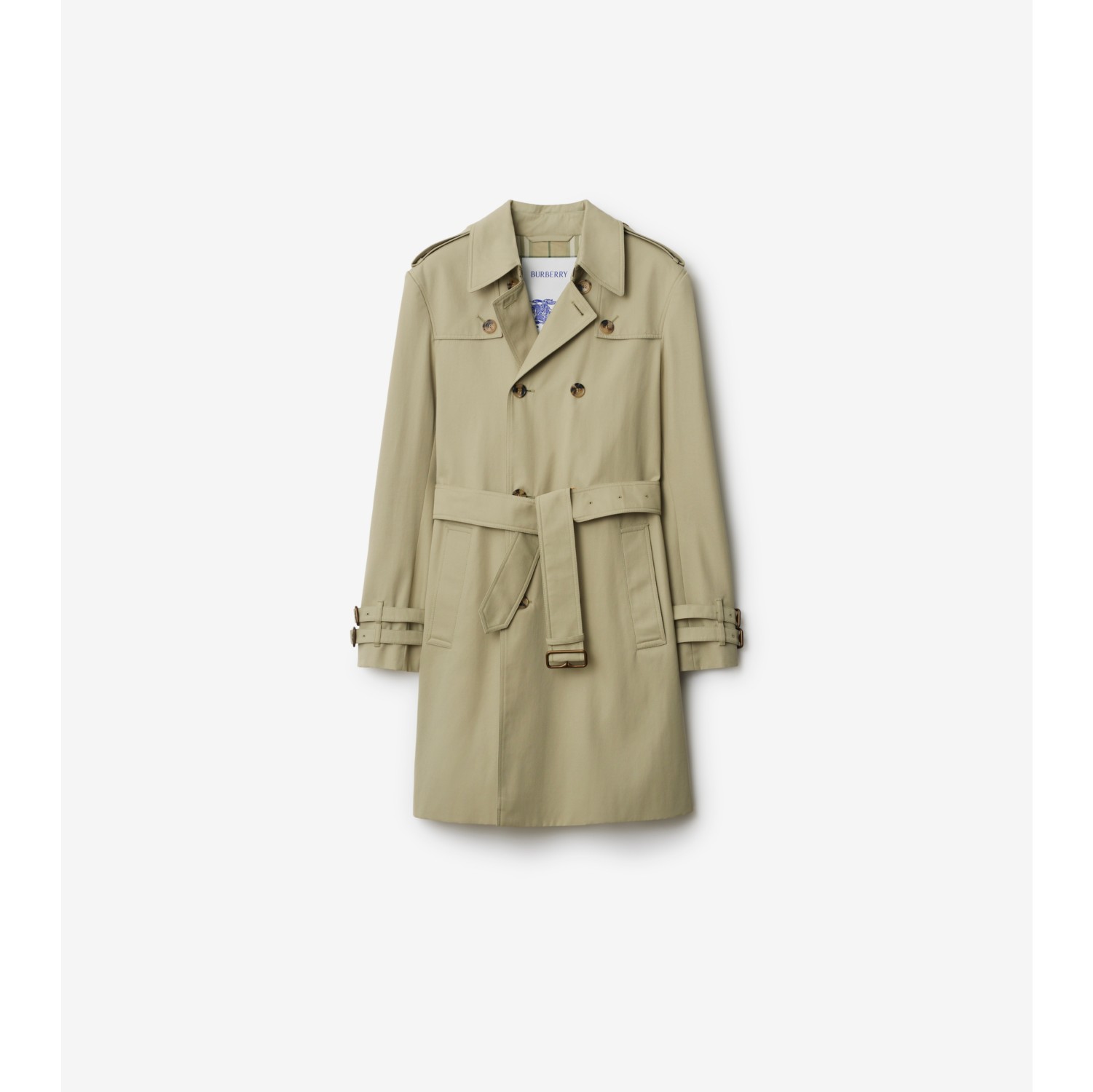 Trench coat mídi de gabardine