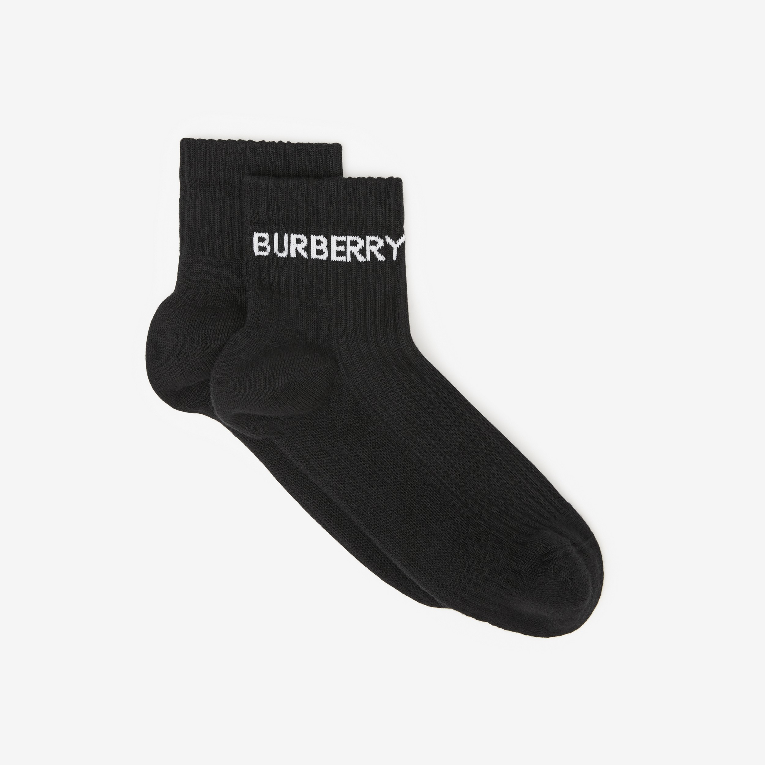 Logo Intarsia Technical Stretch Cotton Ankle Socks in Black | Burberry® Official - 2