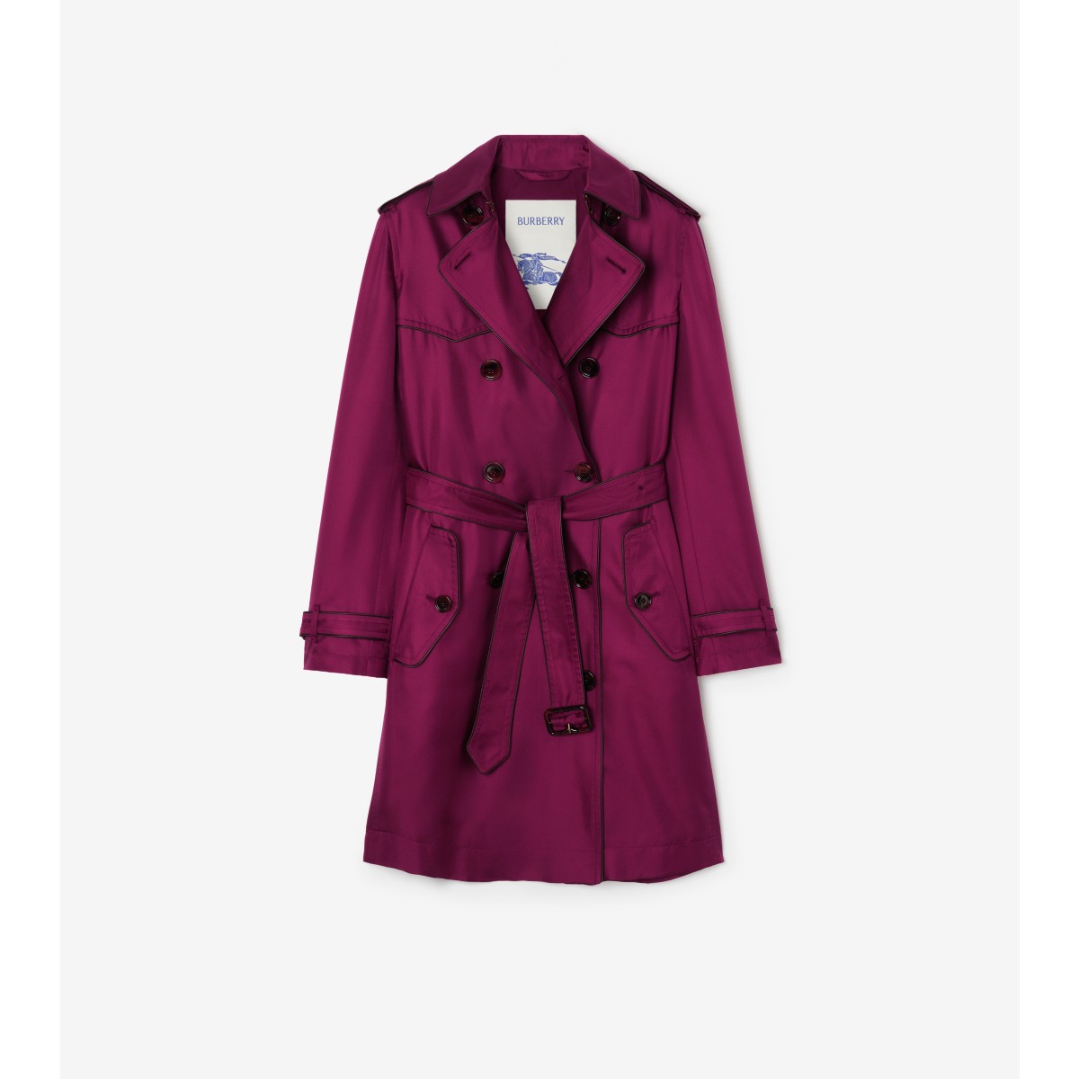  Check Long Silk Foxfield Trench Coat