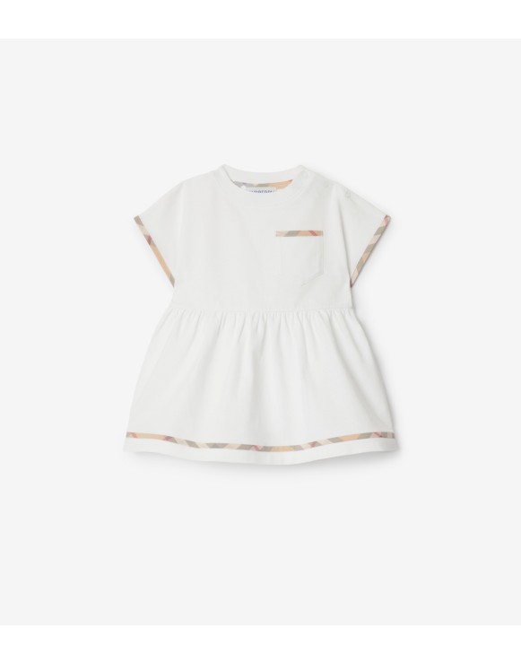 Check Trim Cotton Dress with Bloomers