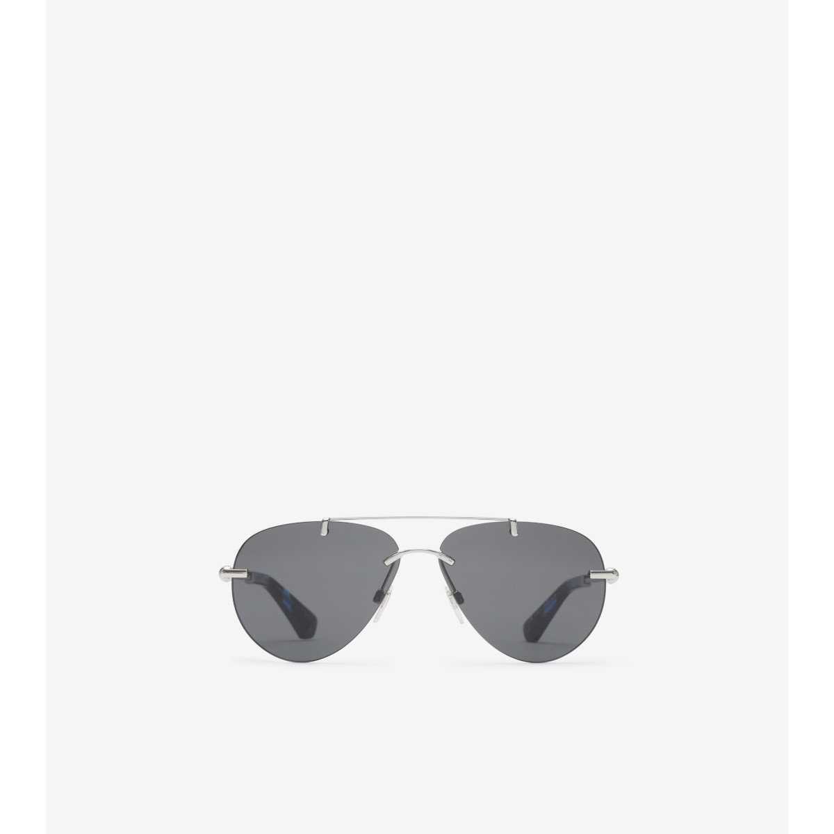 Shop Burberry Metal Logo Aviator Sunglasses​ In Silver