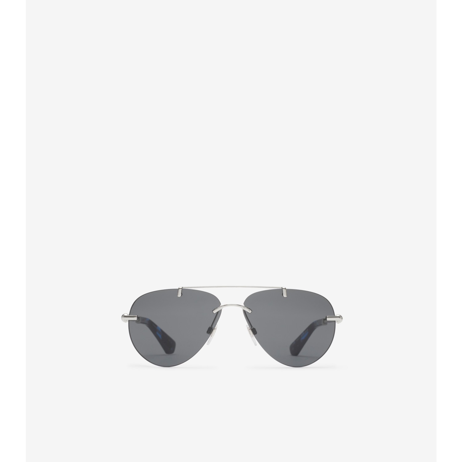 Metal Logo Aviator Sunglasses in Silver Burberry Official