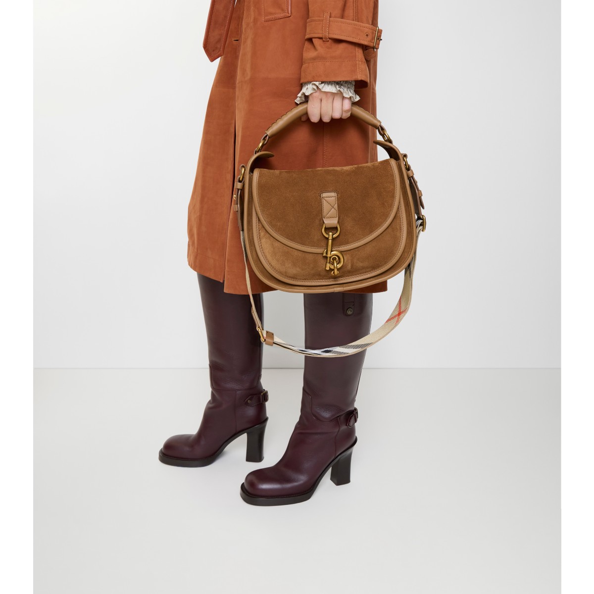  Check Small B Clip Messenger Bag