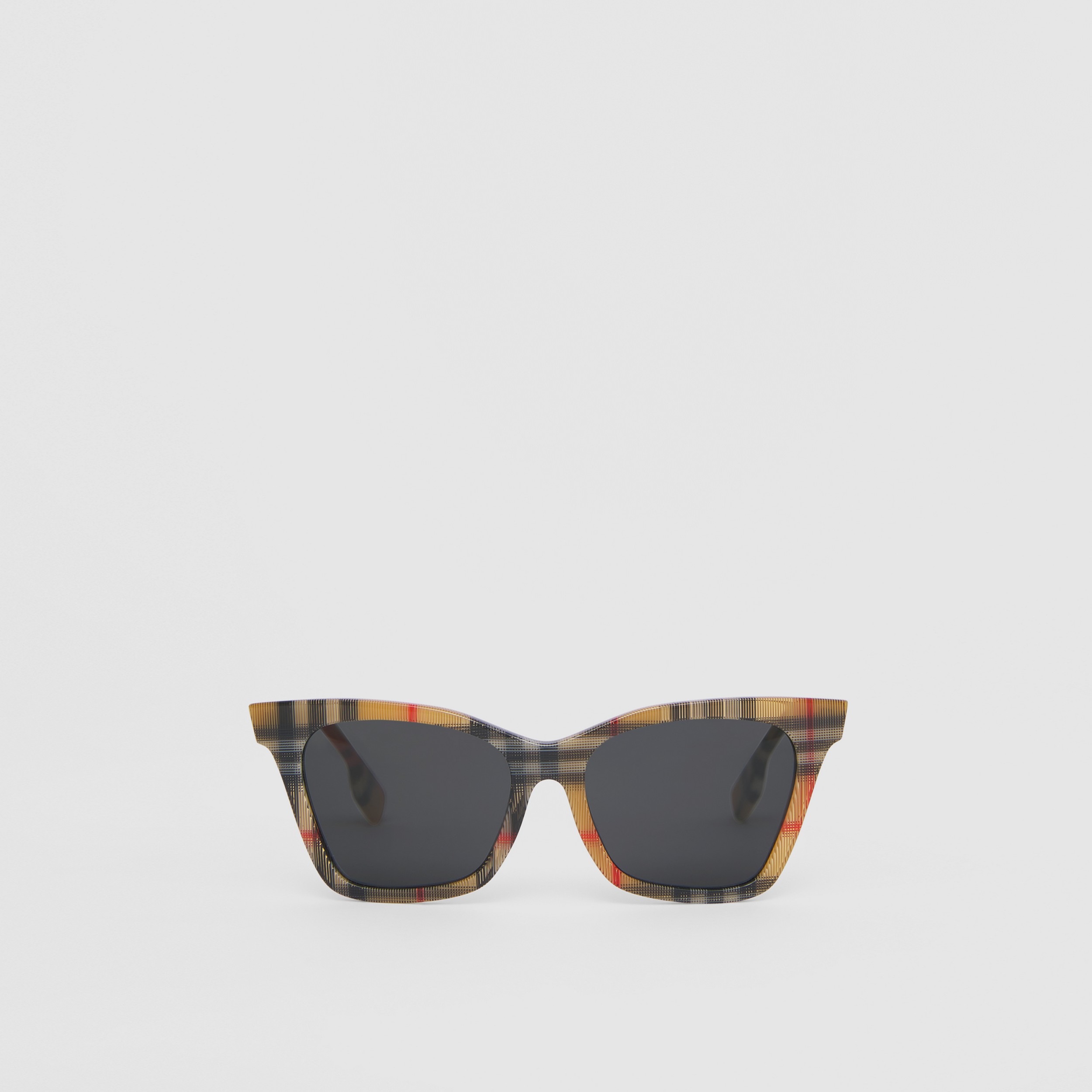 Vintage Check Bio-acetate Square Frame Sunglasses in Antique Yellow - Women | Burberry® Official - 1