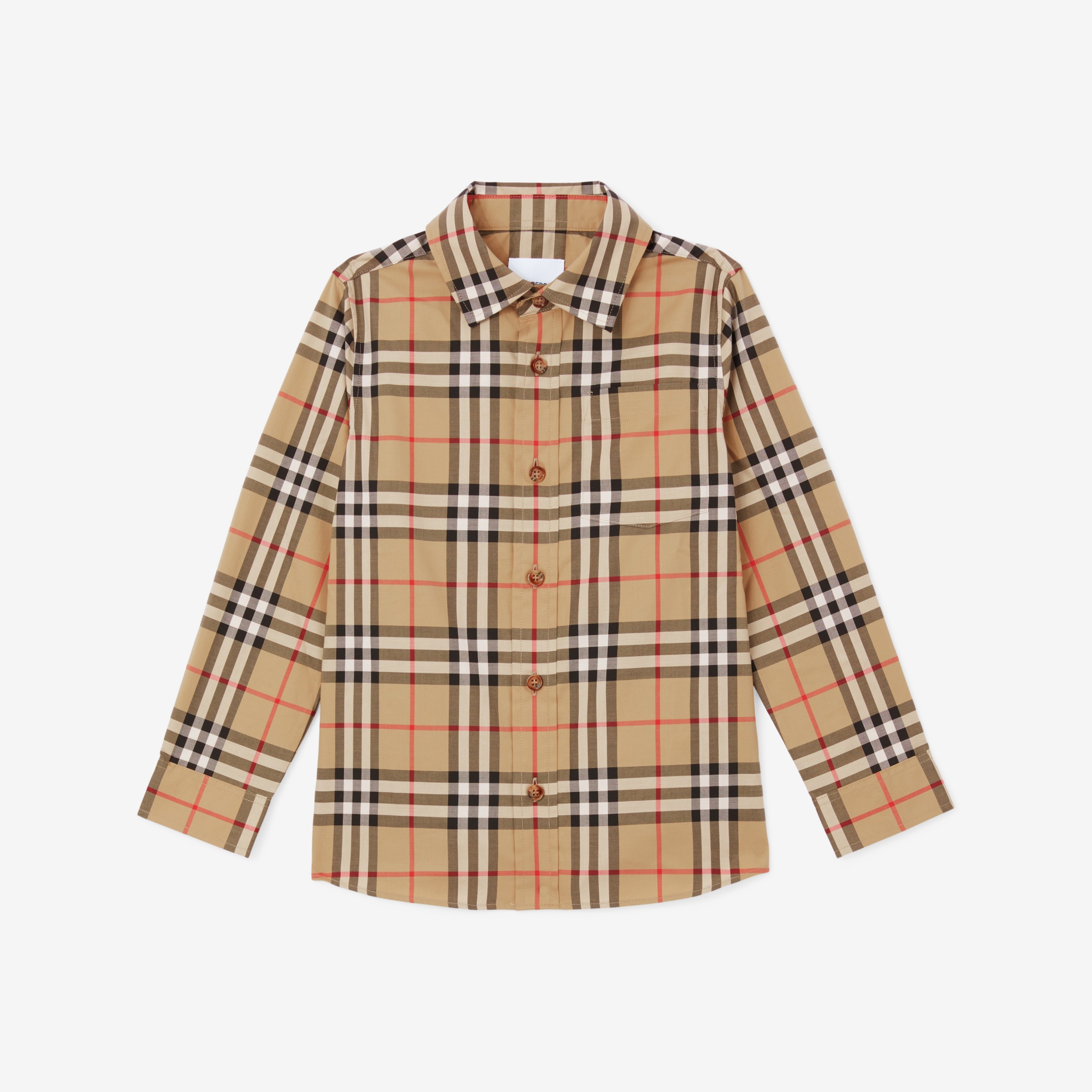 Vintage 格纹弹力棉质衬衫 (典藏米色) | Burberry® 博柏利官网 - 1