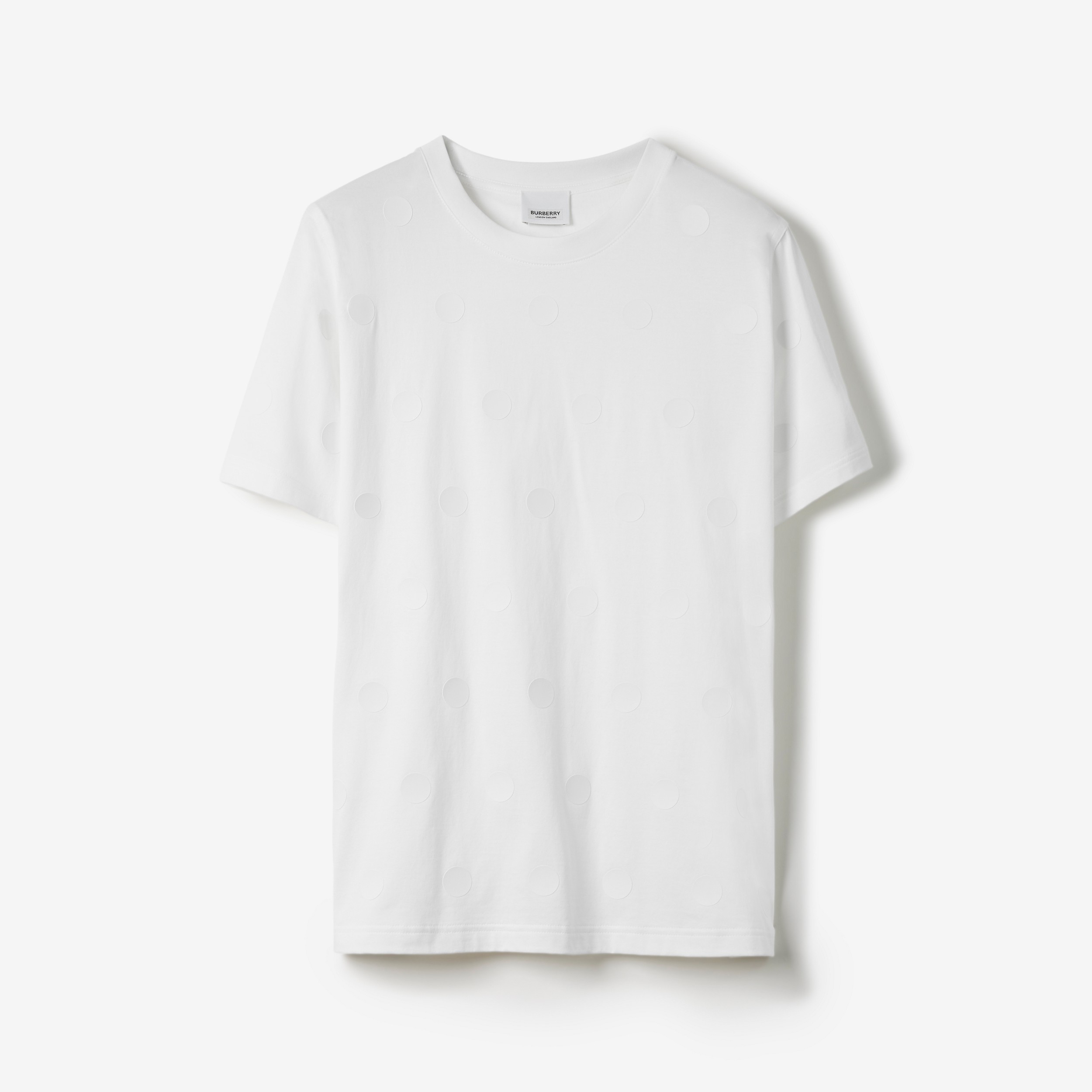 Polka Dot Print Cotton T-shirt in Optic White - Women | Burberry® Official - 1
