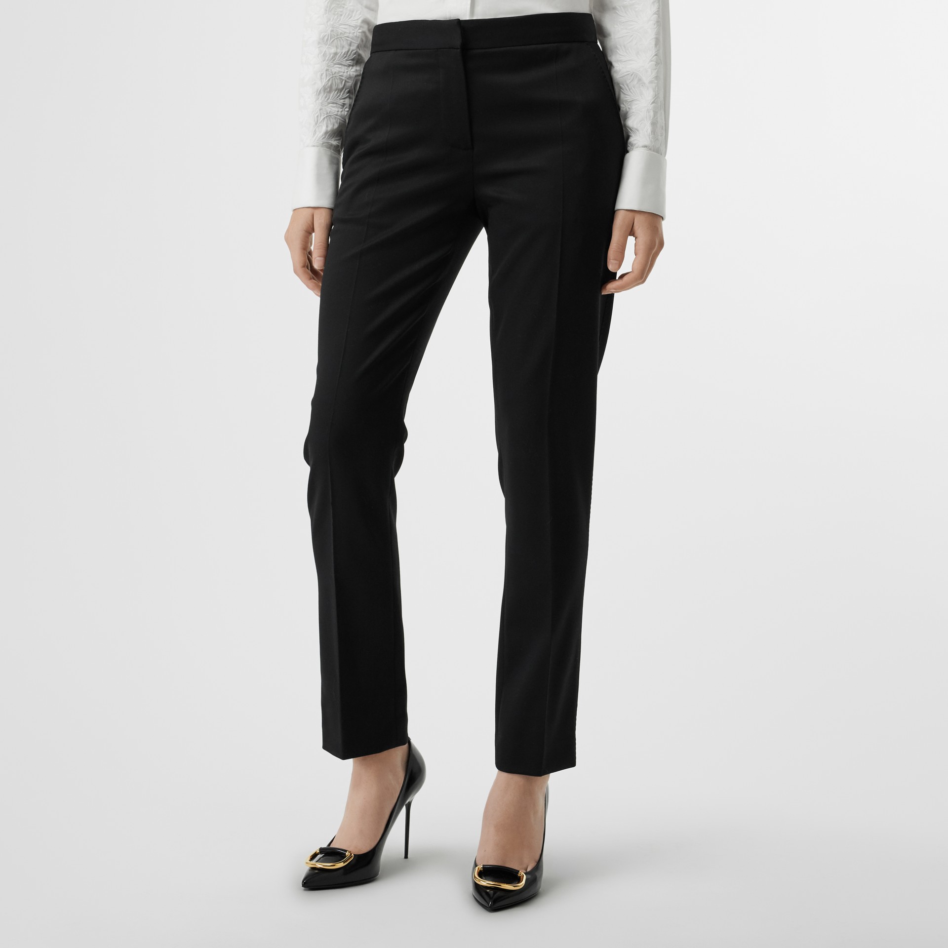 Straight Fit Wool Tailored Trousers in Black - Women | Burberry United ...