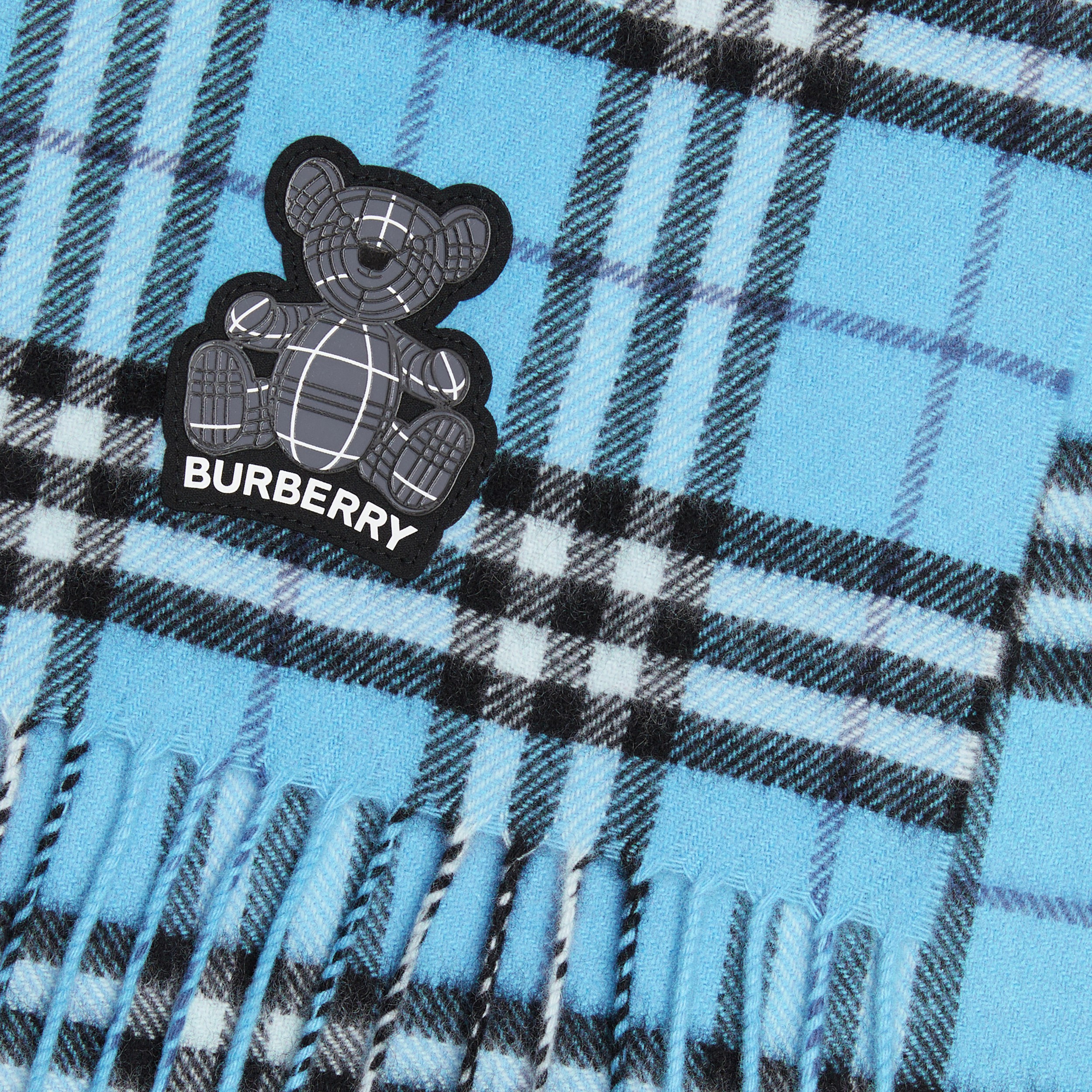Thomas Bear Appliqué Vintage Check Cashmere Scarf in Vivid Cobalt - Children | Burberry® Official - 2