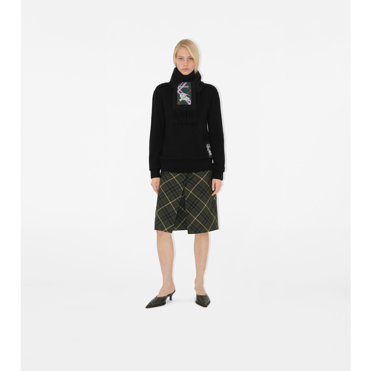  Check Label Cashmere Scarf