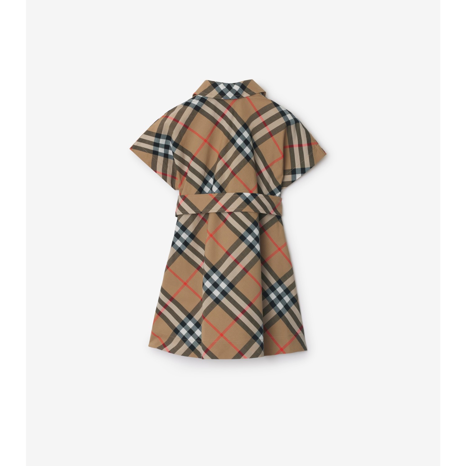 Check Cotton Shirt Dress in Sand Burberry Official