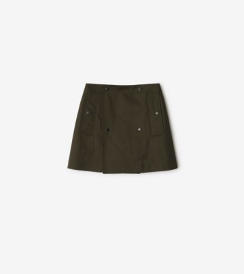 Bonded Gabardine Trench Mini Skirt in Juniper - Women