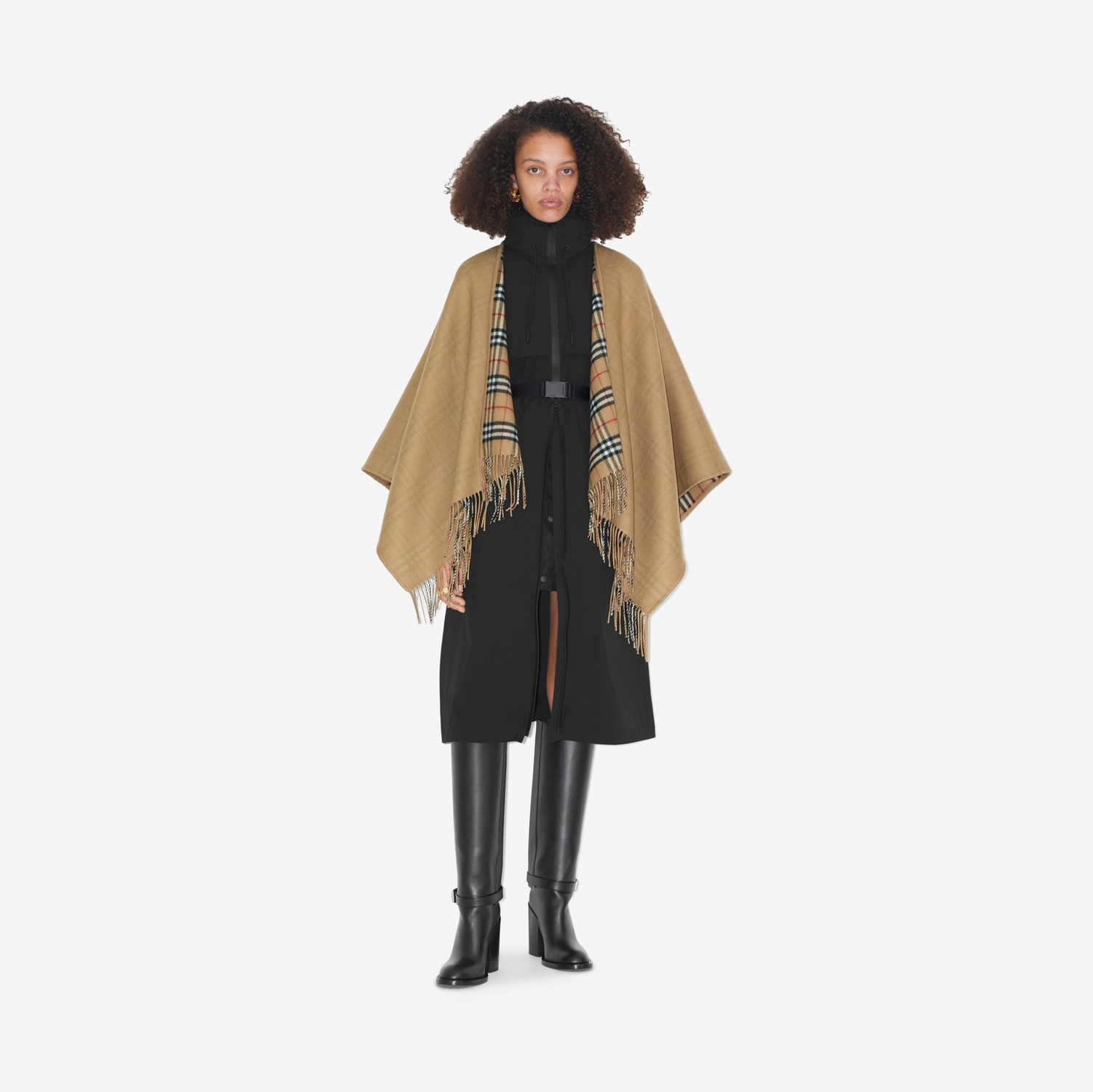 Wendbares Wollcape in Check (Vintage-beige) | Burberry®