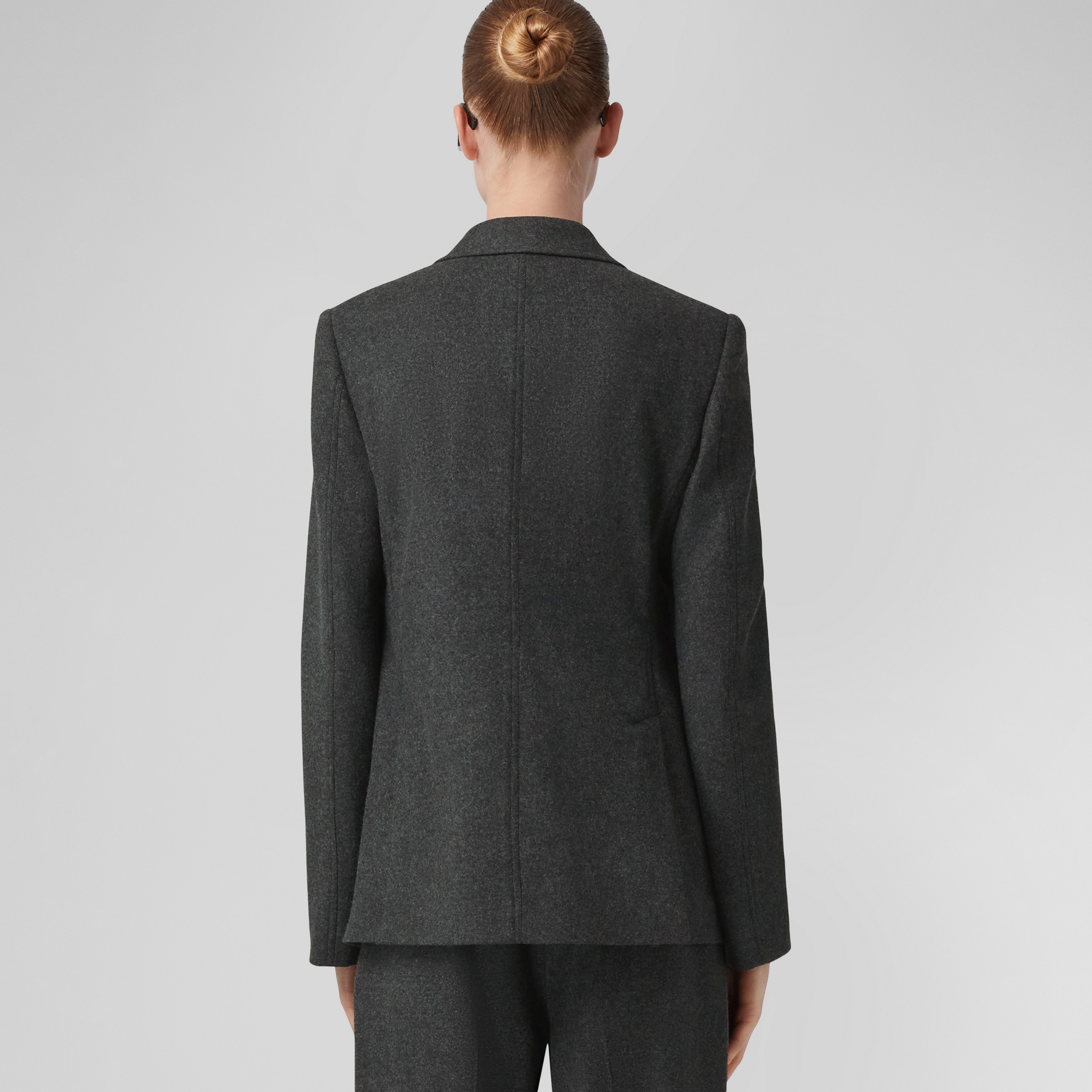 Wool Tailored Jacket in Dark Grey Melange - Women | Burberry® Official - 3