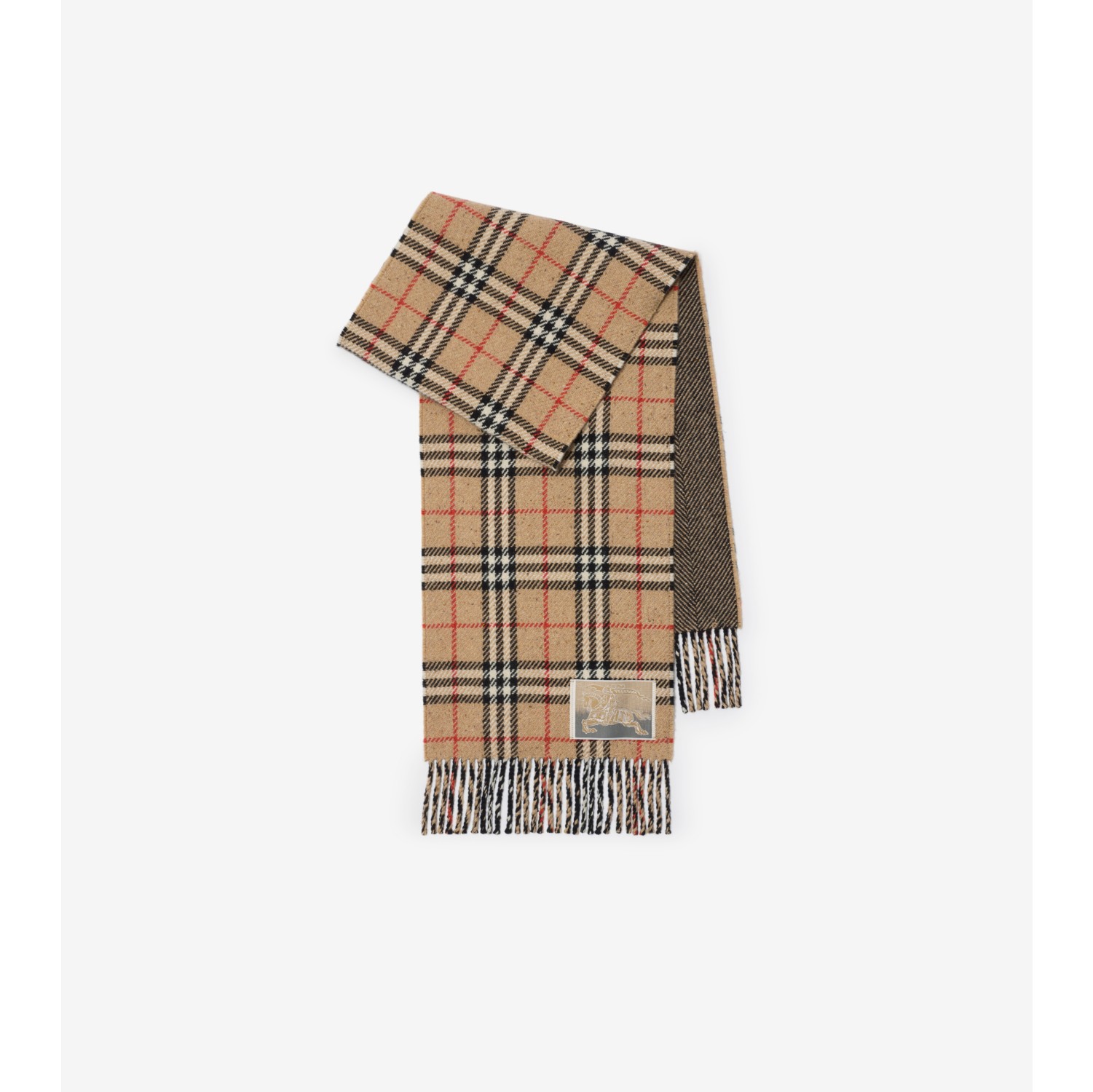 Reversible Check Cashmere Wool Scarf