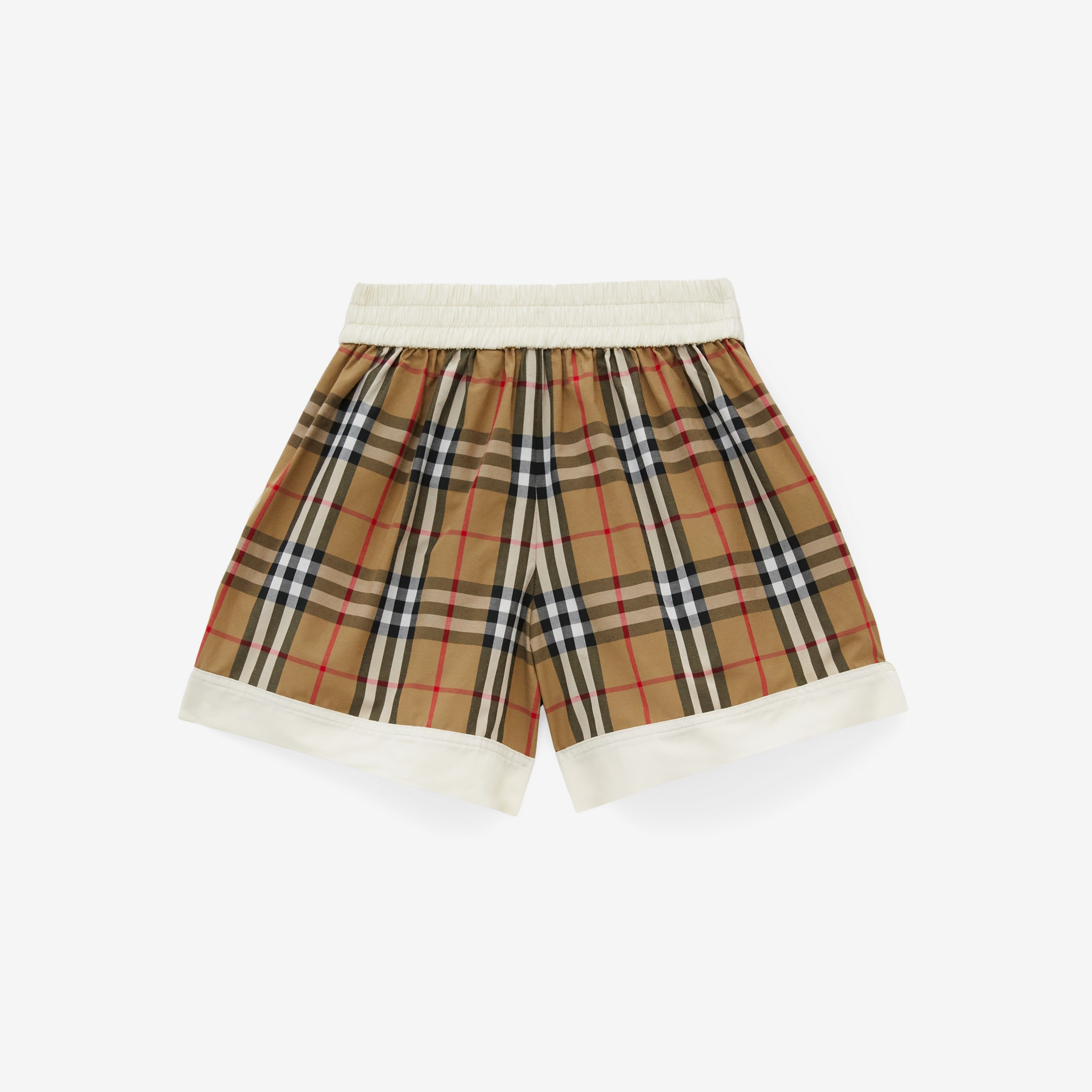 Vintage Check Panel Cotton Blend Shorts in Pale Cream | Burberry® Official - 2
