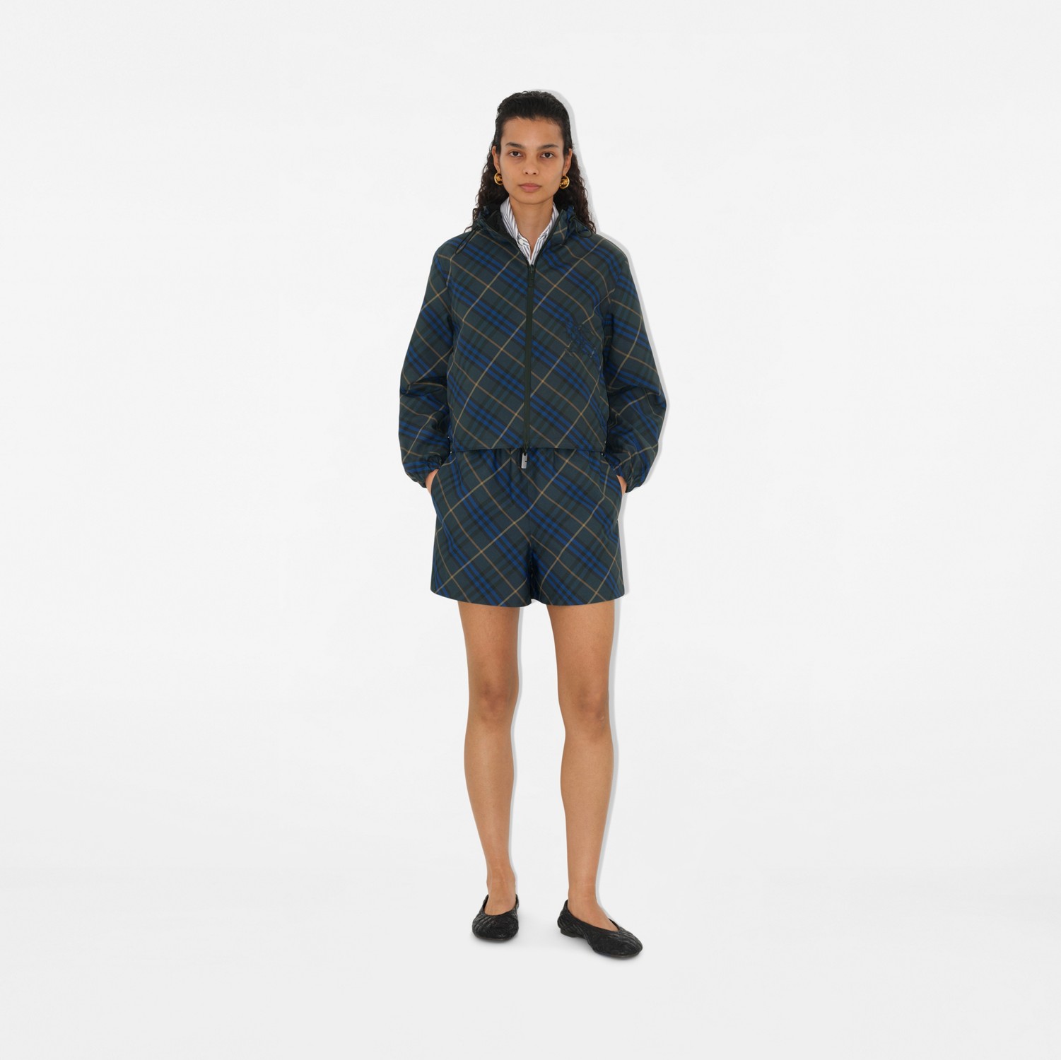 Reversible Check Jacket in Midnight - Women, Nylon Reversible Check Jacket in Midnight - Women, Nylon