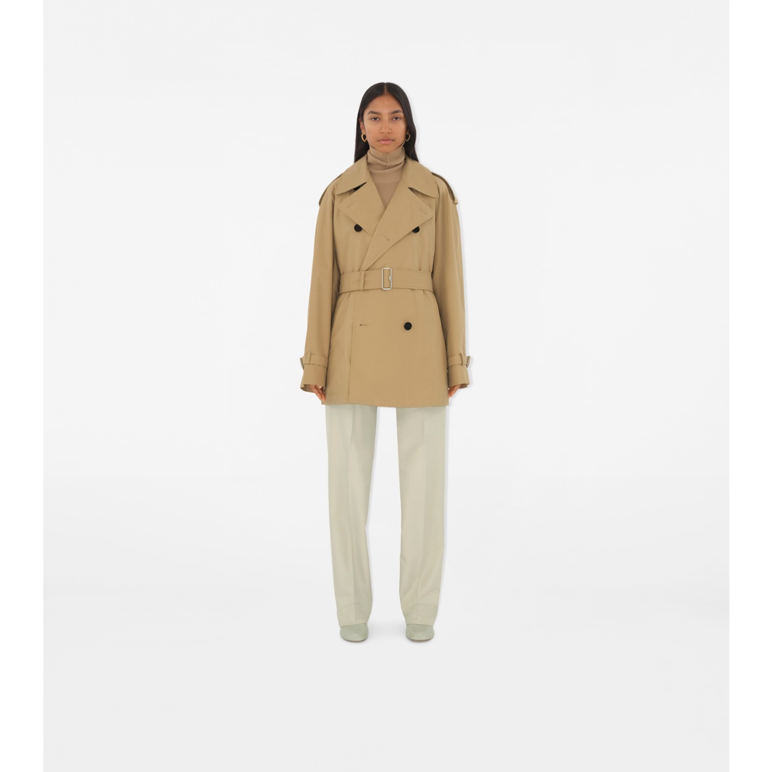 Short Gabardine Trench Coat