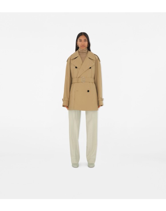 Short Gabardine Trench Coat