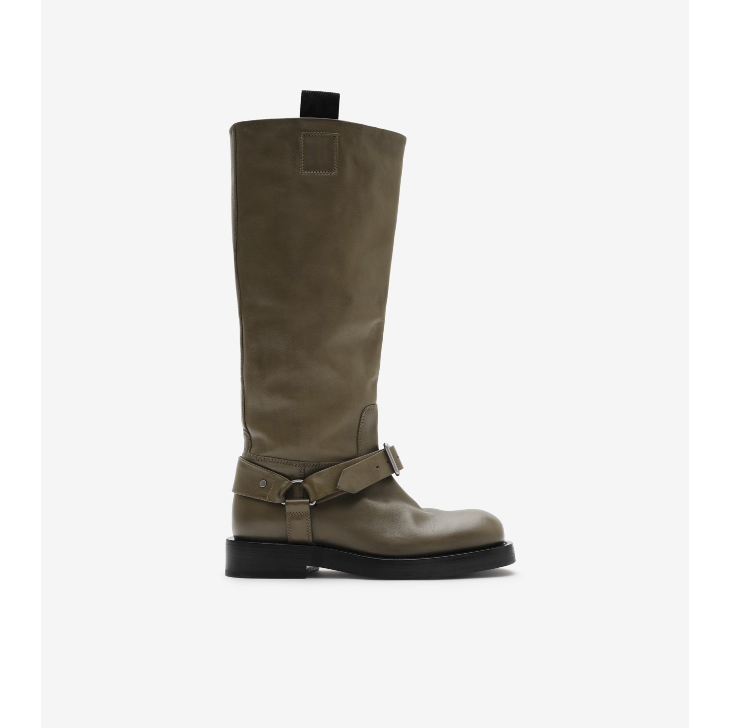 Leather Saddle High Boots in Loch Women Burberry Official