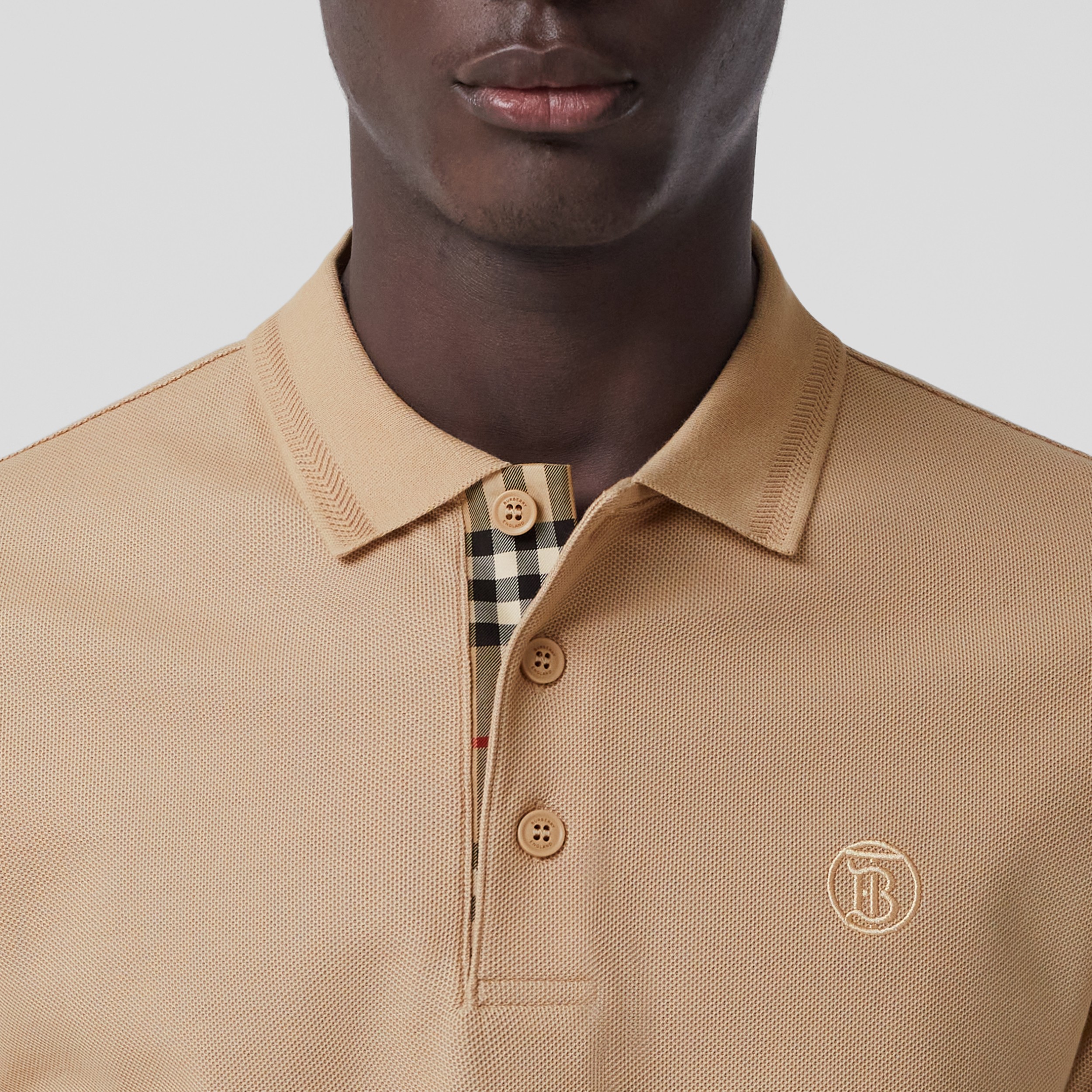 Monogram Motif Cotton Piqué Polo Shirt in Soft Fawn | Burberry® Official