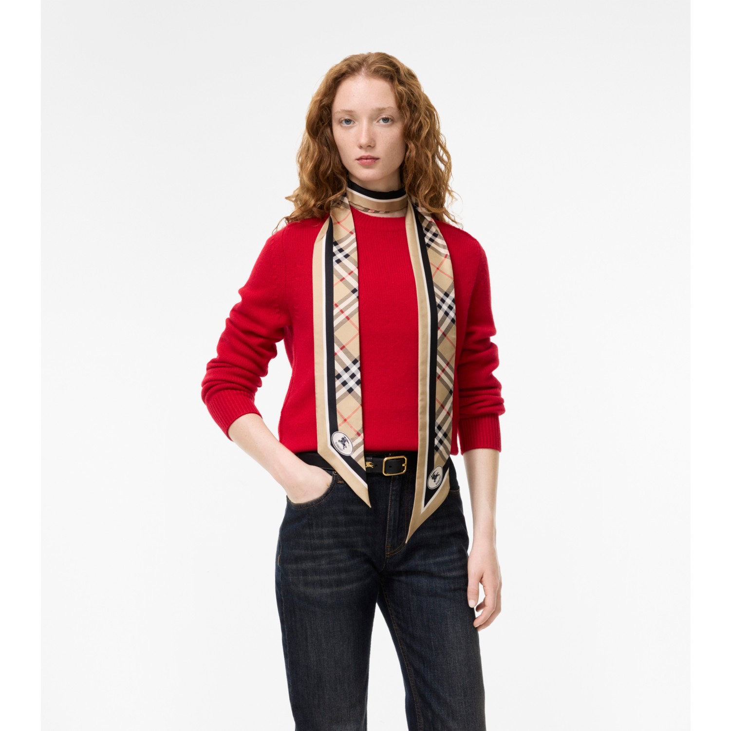 Skinny Check Silk Scarf