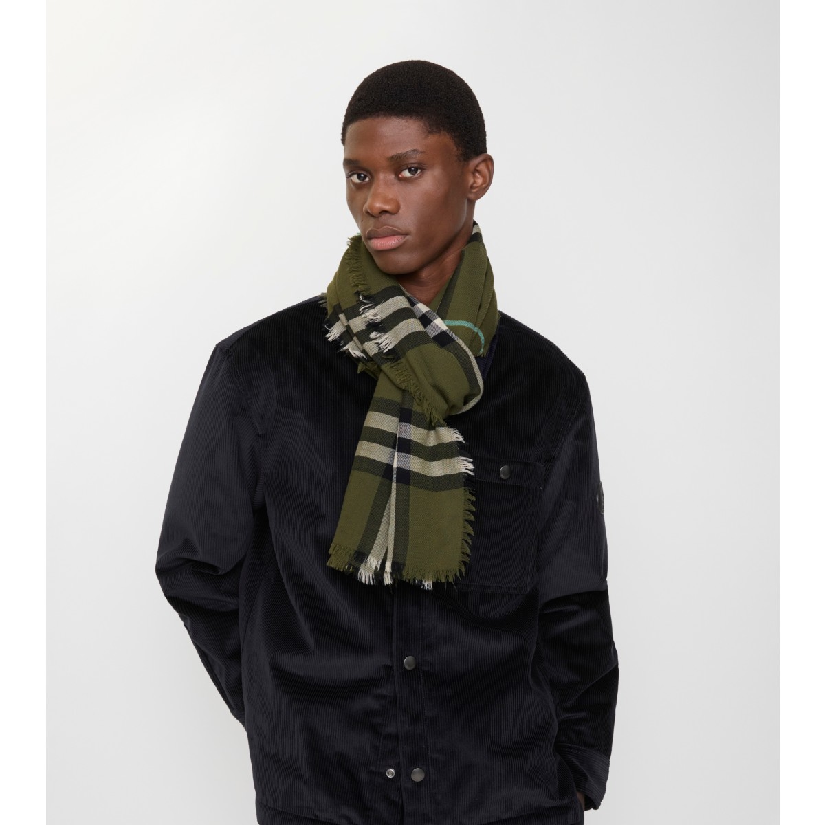  Check Wide Wool Scarf